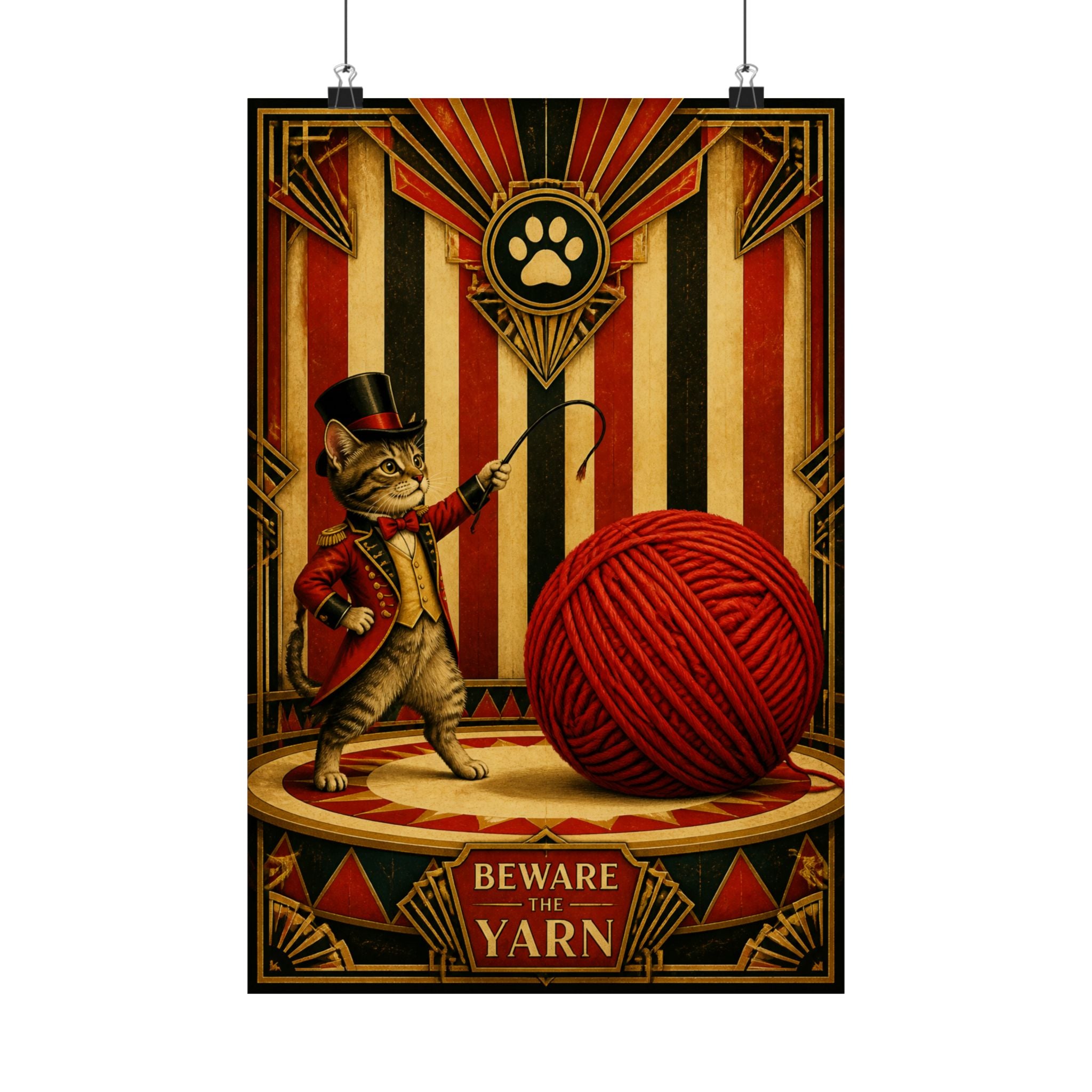 Cat Lion Tamer Wall Art Poster 24×36 Art Deco Bar Area Decor Maximalist Print