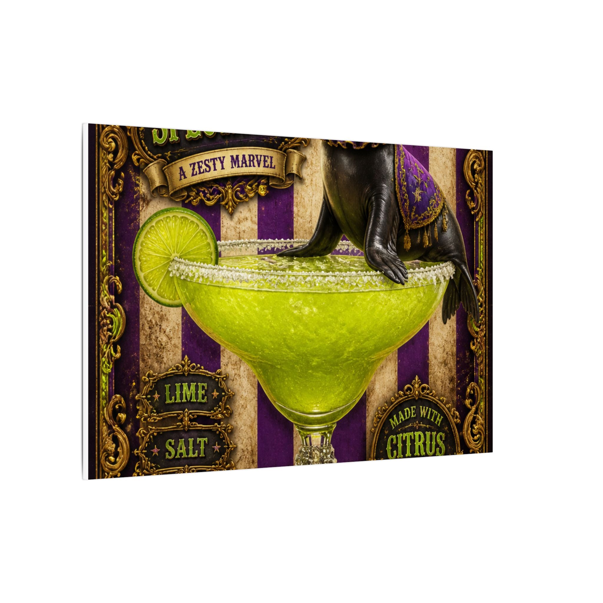 Margarita Balancing Seal Wall Art Canvas 16×20 Baroque Home Office Decor Maximalist Print