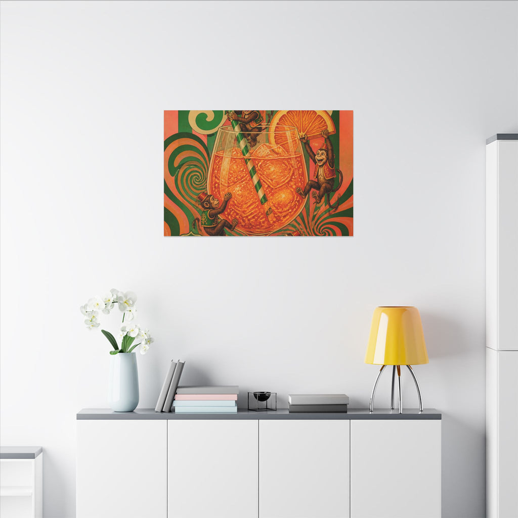 Aperol Spritz Monkeys Wall Art Canvas 16×20 Psychedelic Cafe Decor Maximalist Print