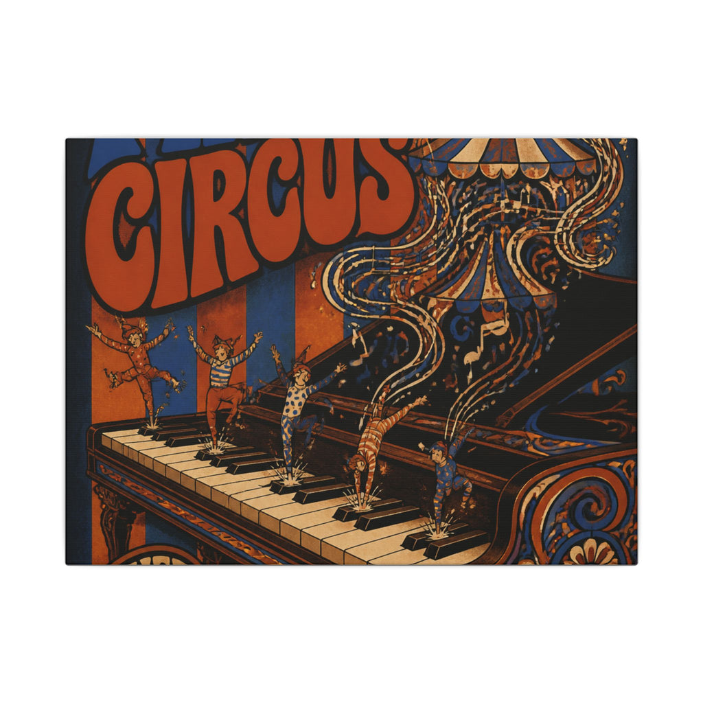 Grand Piano Acrobats Wall Art Canvas 24×36 Psychedelic Dining Room Decor Maximalist Print