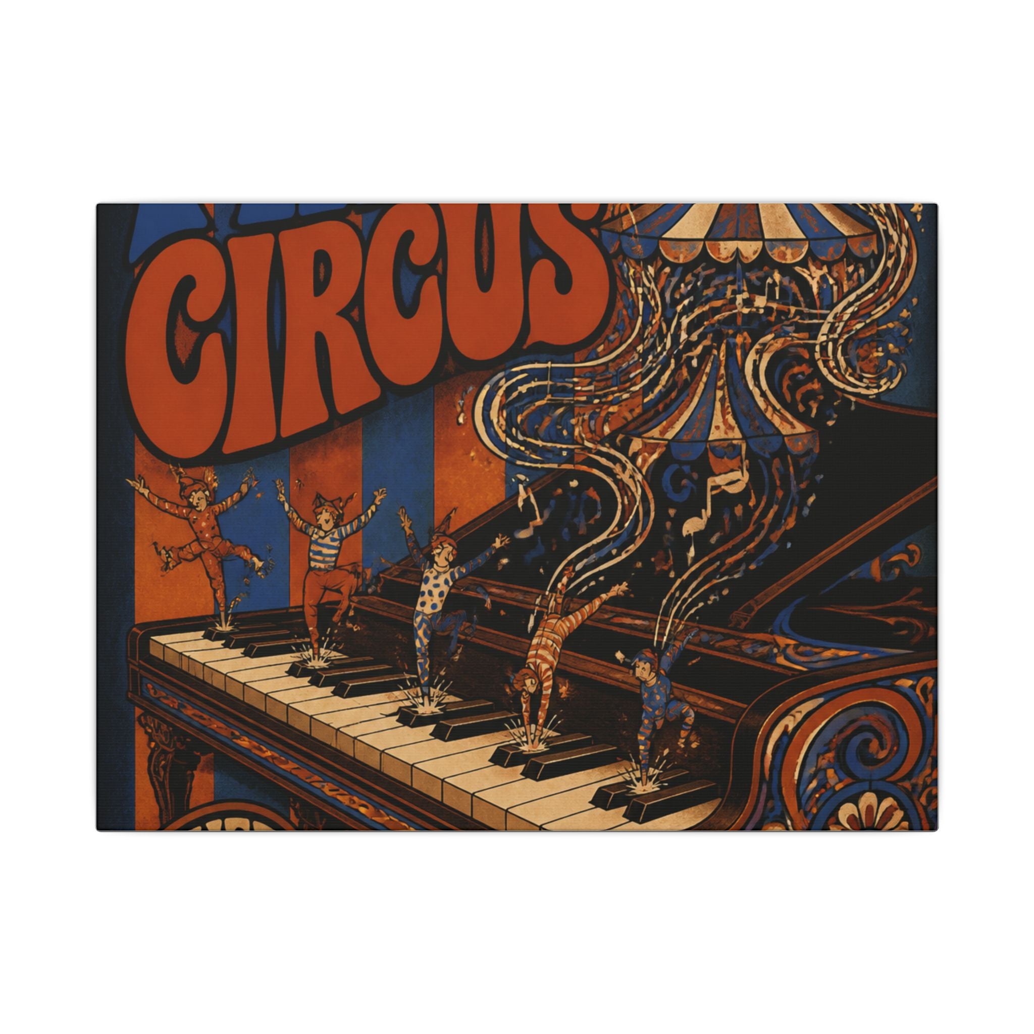 Grand Piano Acrobats Wall Art Canvas 24×36 Psychedelic Dining Room Decor Maximalist Print