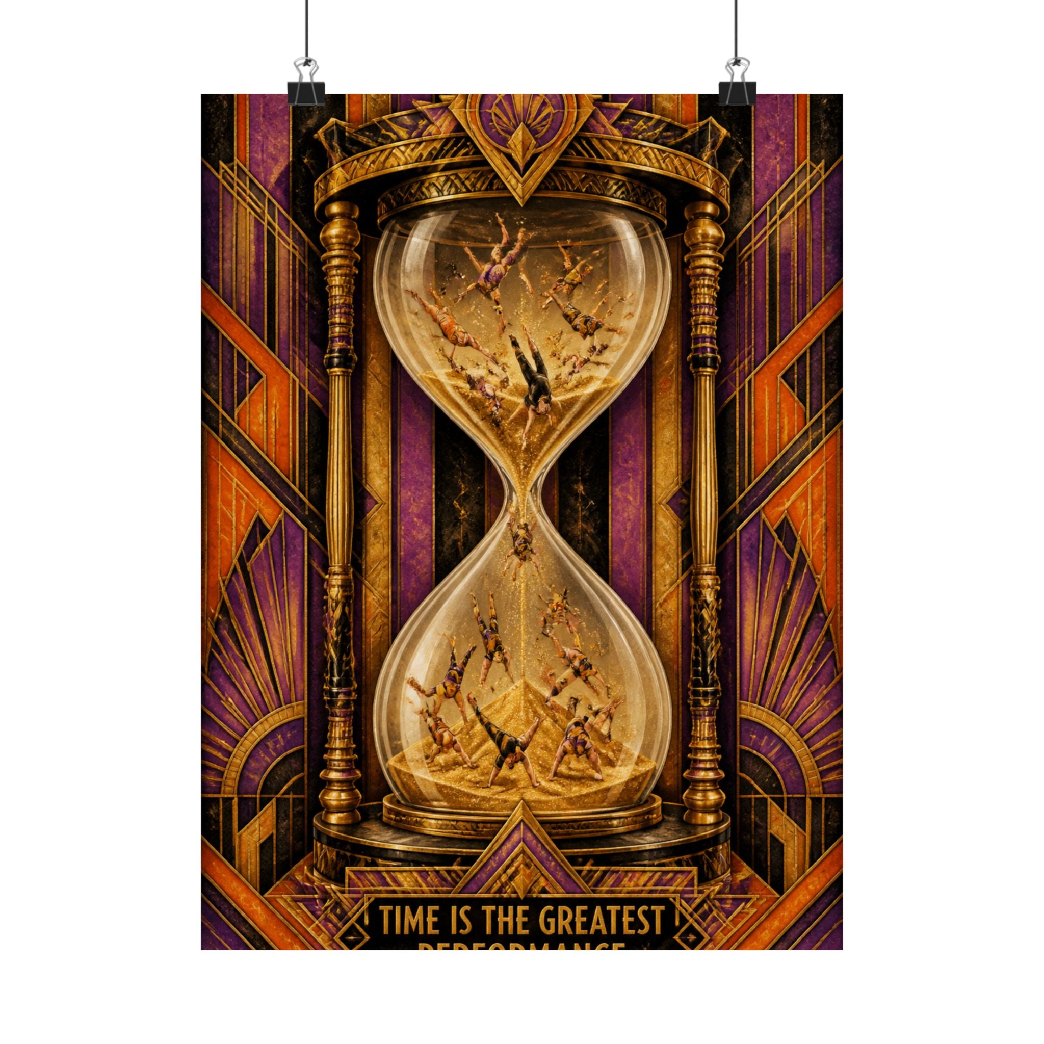 Hourglass Acrobats Wall Art Poster 18×24 Art Deco Entryway Decor Maximalist Print