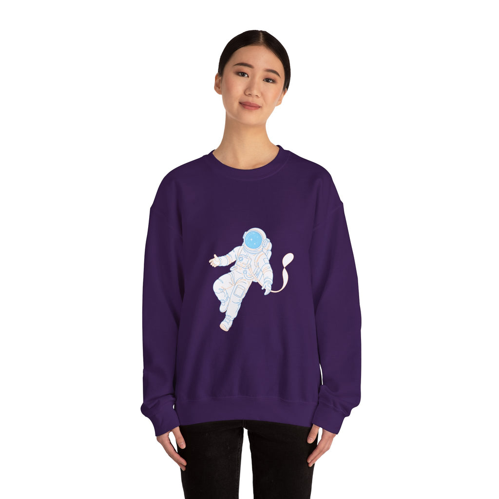 Matching Couple Sweatshirt - Astronaut & Planet Matching Couple Premium Fleece Sweatshirt Minimalist Art His Hers Christmas Gift - Design A