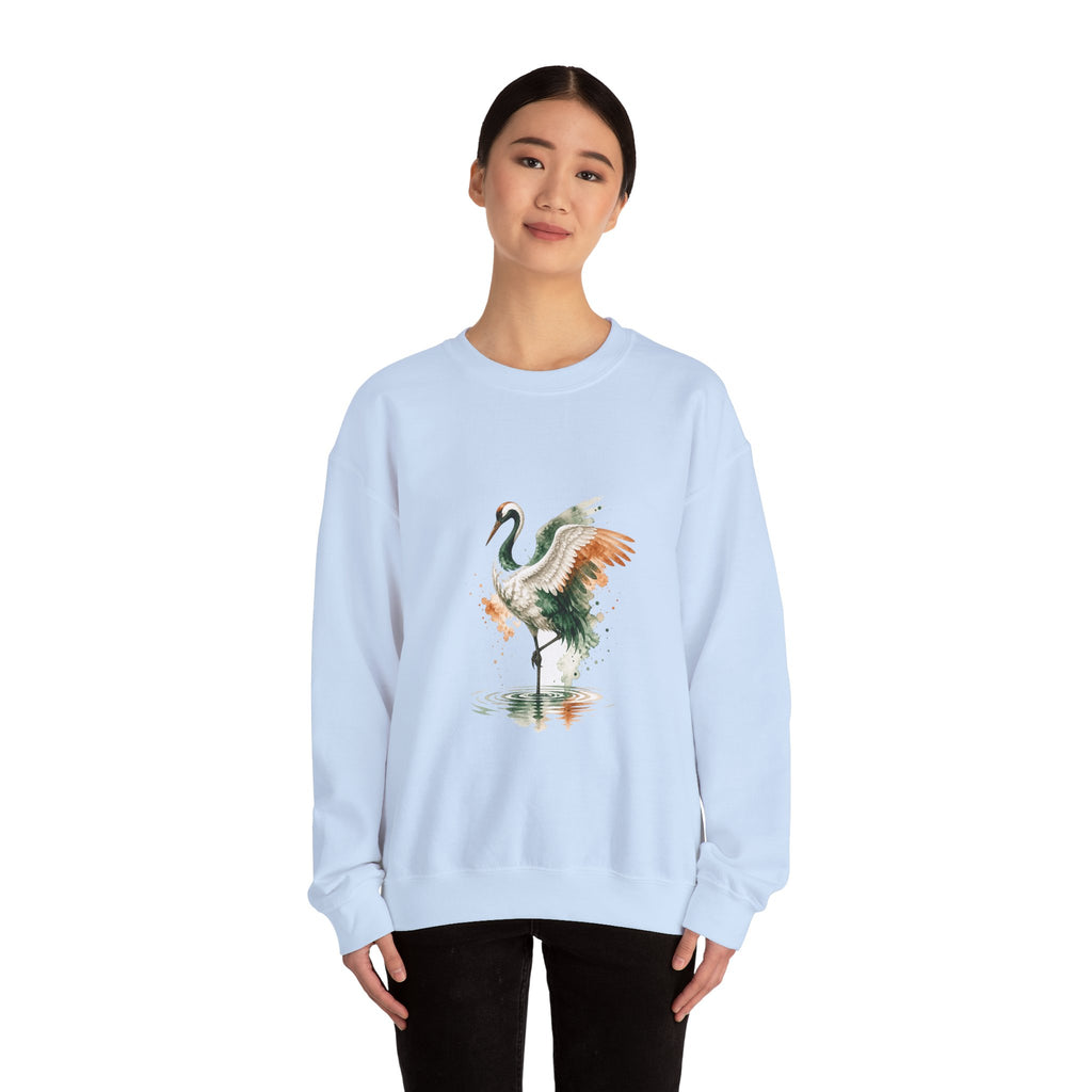 Matching Couple Sweatshirt - Tiger & Crane Matching Couple Premium Fleece Sweatshirt Watercolor Art His Hers Birthday Gift - Design B