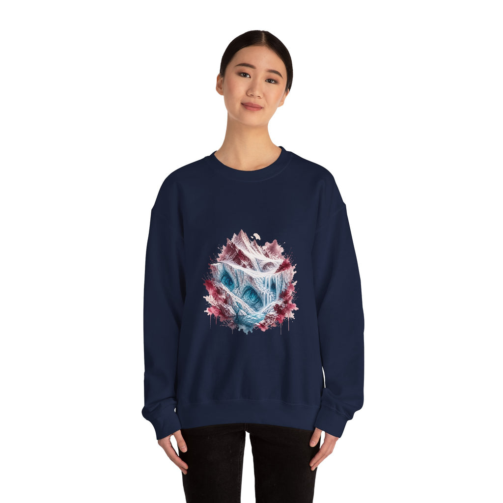 Matching Couple Sweatshirt - Volcano & Glacier Matching Couple Comfort Colors Crew Watercolor Art His Hers Birthday Gift - Design B