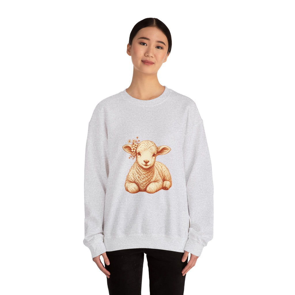 Matching Couple Sweatshirt - Lion & Lamb Matching Couple Comfort Colors Crew Hand-Drawn Art His Hers Anniversary Gift - Design B