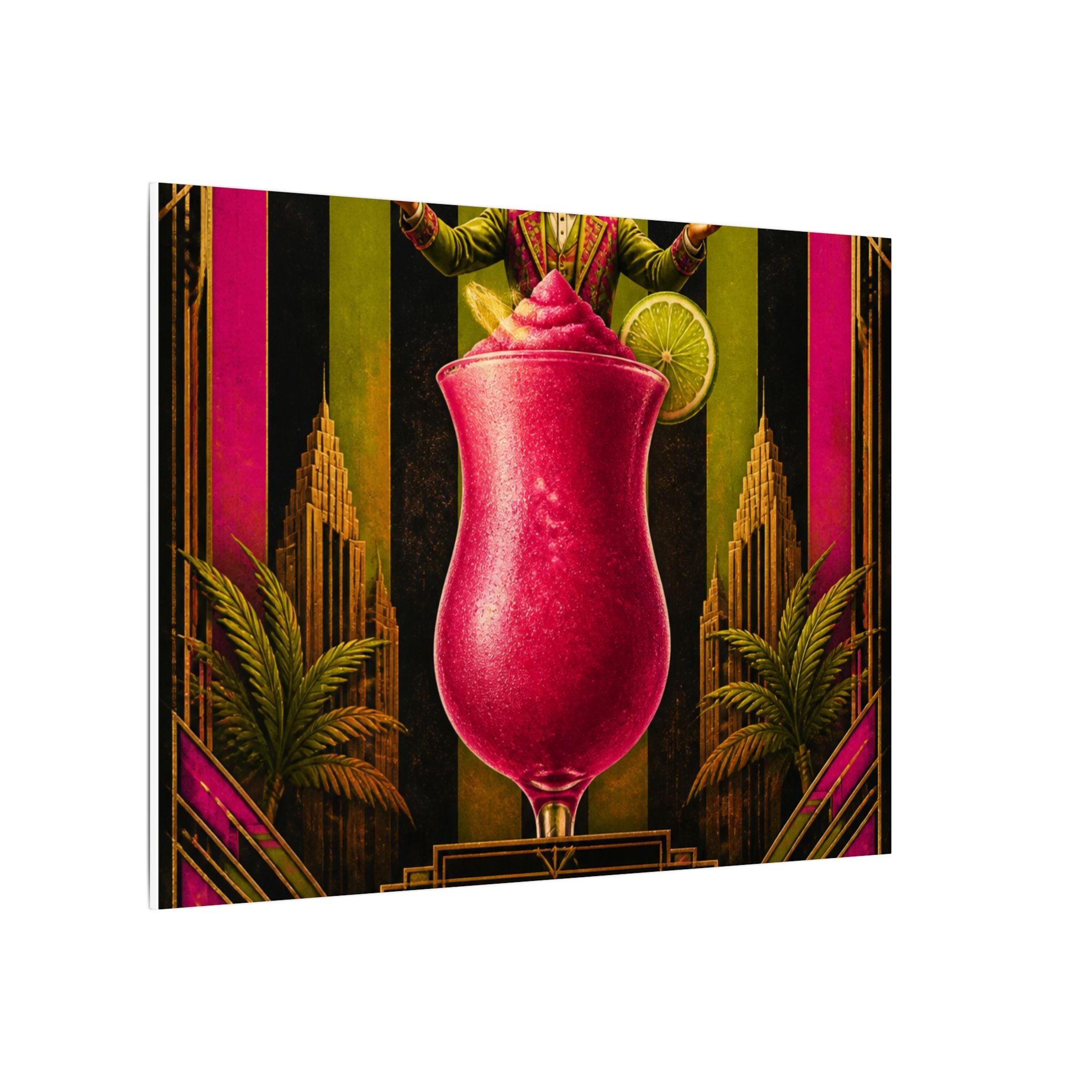 Daiquiri Fruit Juggler Wall Art Canvas 16×20 Art Deco Entryway Decor Maximalist Print