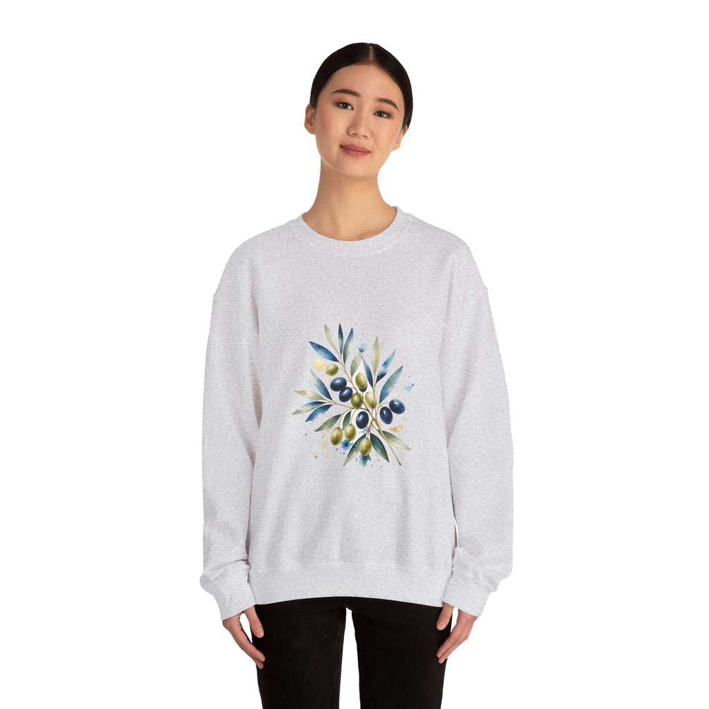 Matching Couple Sweatshirt - Olive Branch & Fig Matching Couple Comfort Colors Crew Watercolor Art His Hers Birthday Gift - Design A