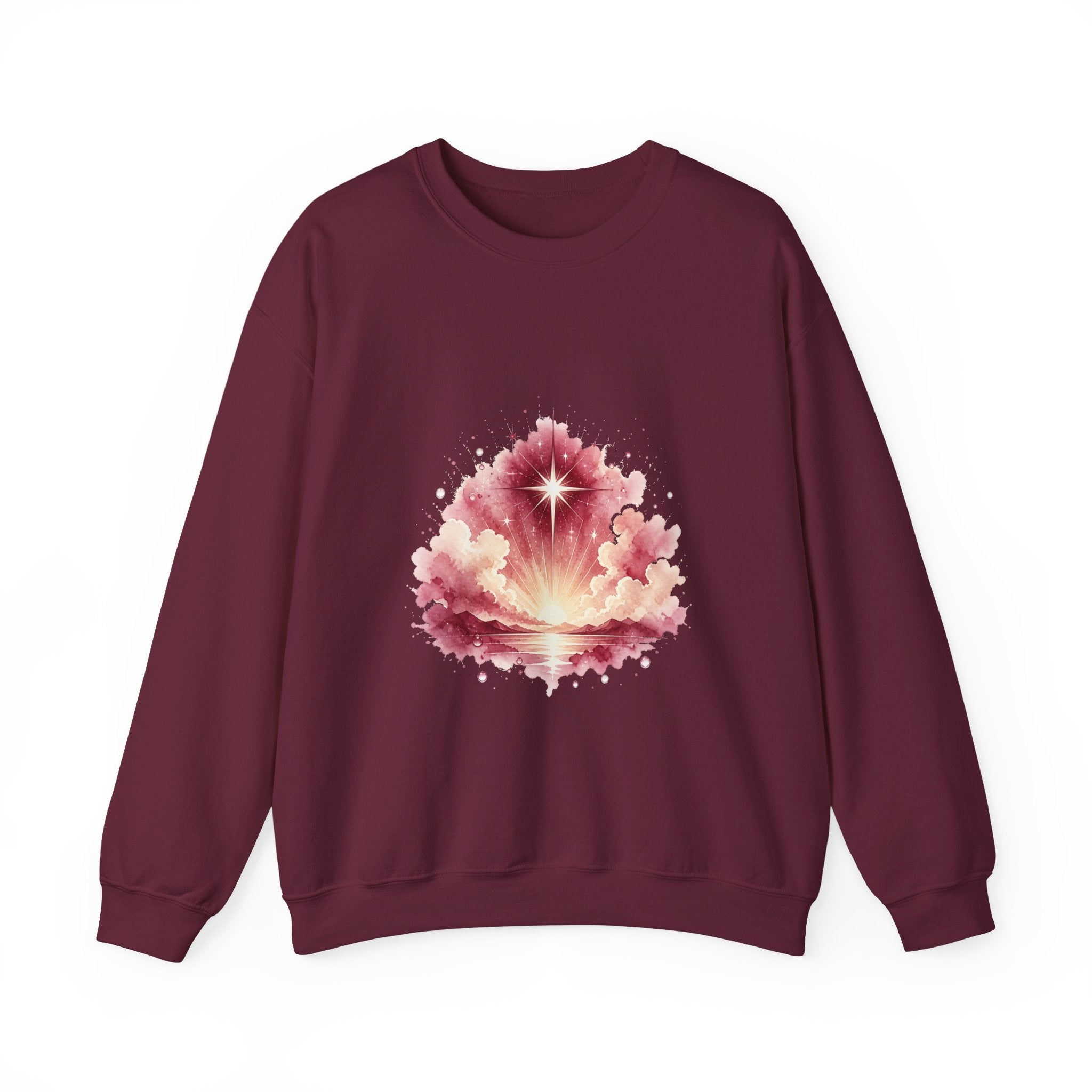 Matching Couple Sweatshirt - Evening & Morning Star Matching Couple Crewneck Sweatshirt Watercolor Art His Hers Engagement Gift - Design B