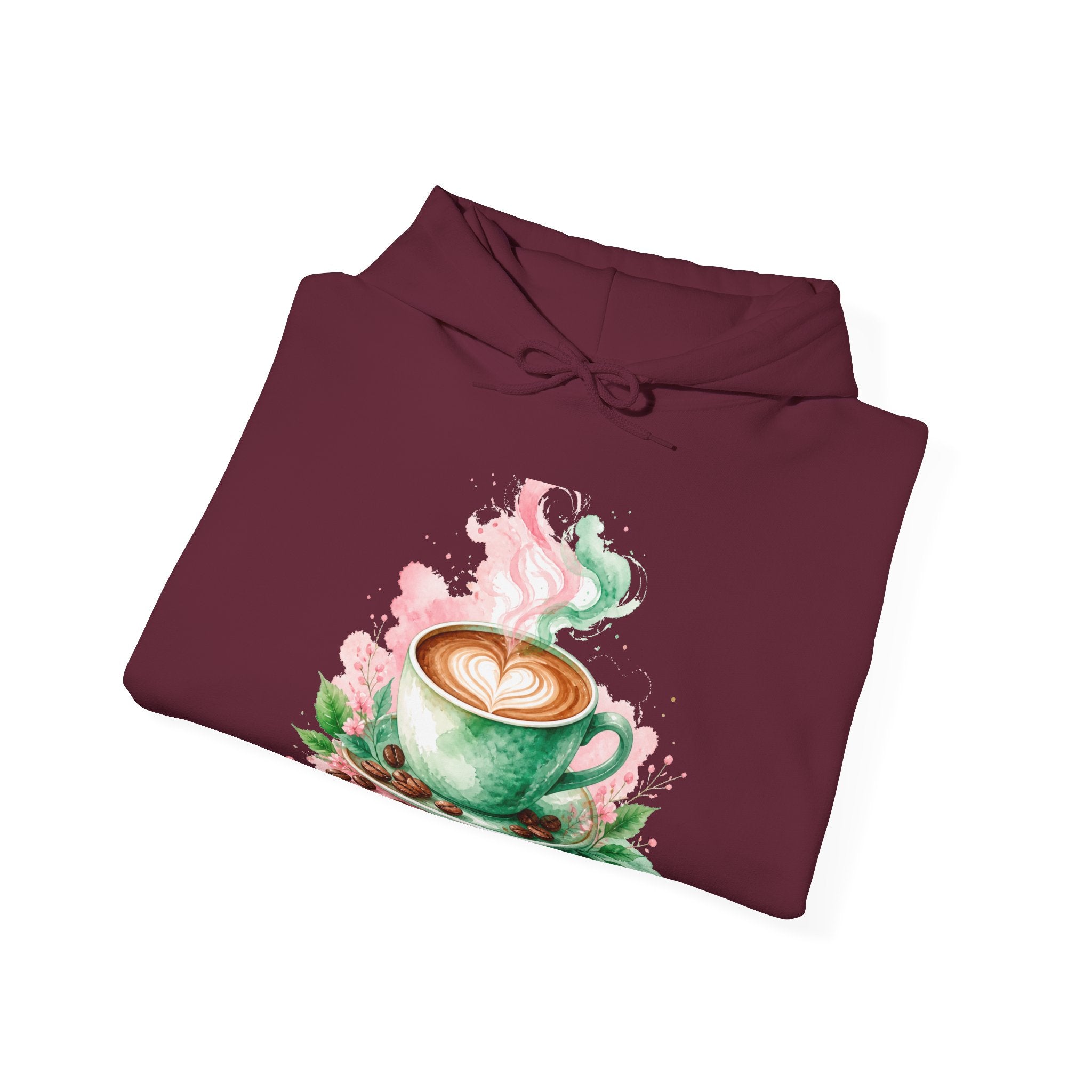 Matching Couple Sweatshirt - Coffee & Tea Matching Couple Hooded Sweatshirt Watercolor Art His Hers Engagement Gift - Design A