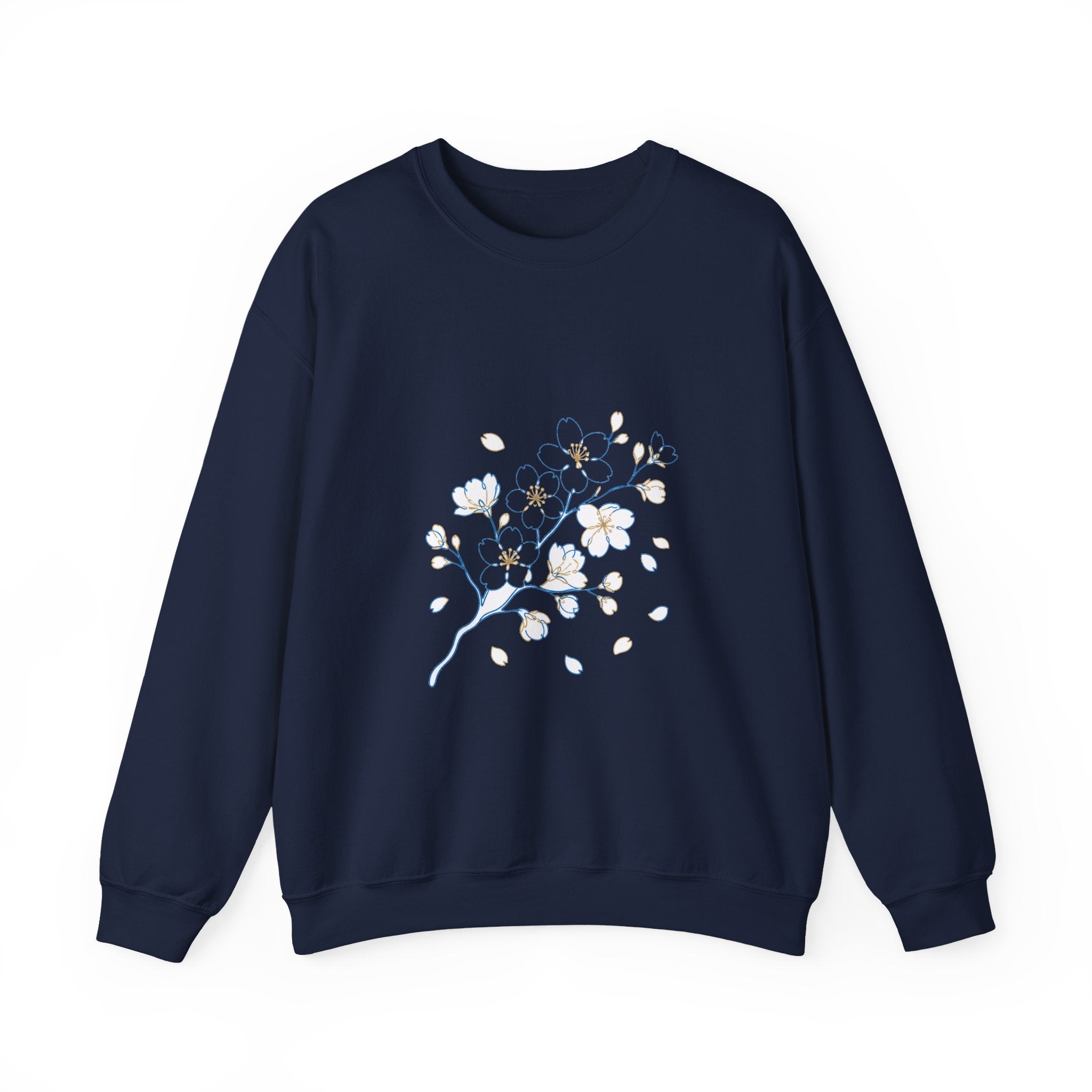 Matching Couple Sweatshirt - Cherry Blossom & Maple Leaf Matching Couple Premium Fleece Sweatshirt Minimalist Art His Hers Christmas Gift - Design A