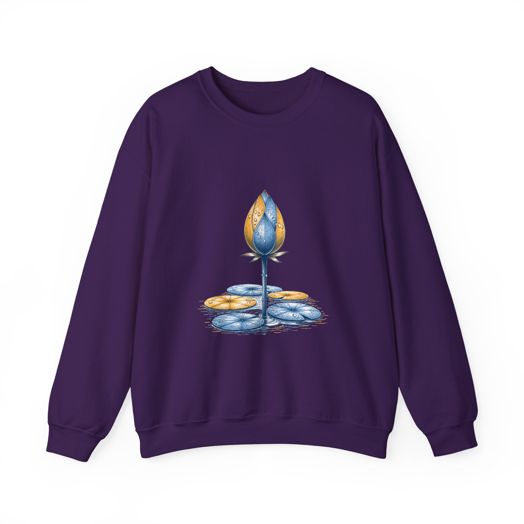 Matching Couple Sweatshirt - Open & Closed Lotus Matching Couple Comfort Colors Crew Hand-Drawn Art His Hers Anniversary Gift - Design B