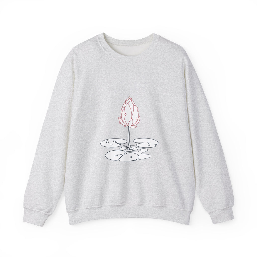 Matching Couple Sweatshirt - Open & Closed Lotus Matching Couple Crewneck Sweatshirt Minimalist Art His Hers Valentine Gift - Design B