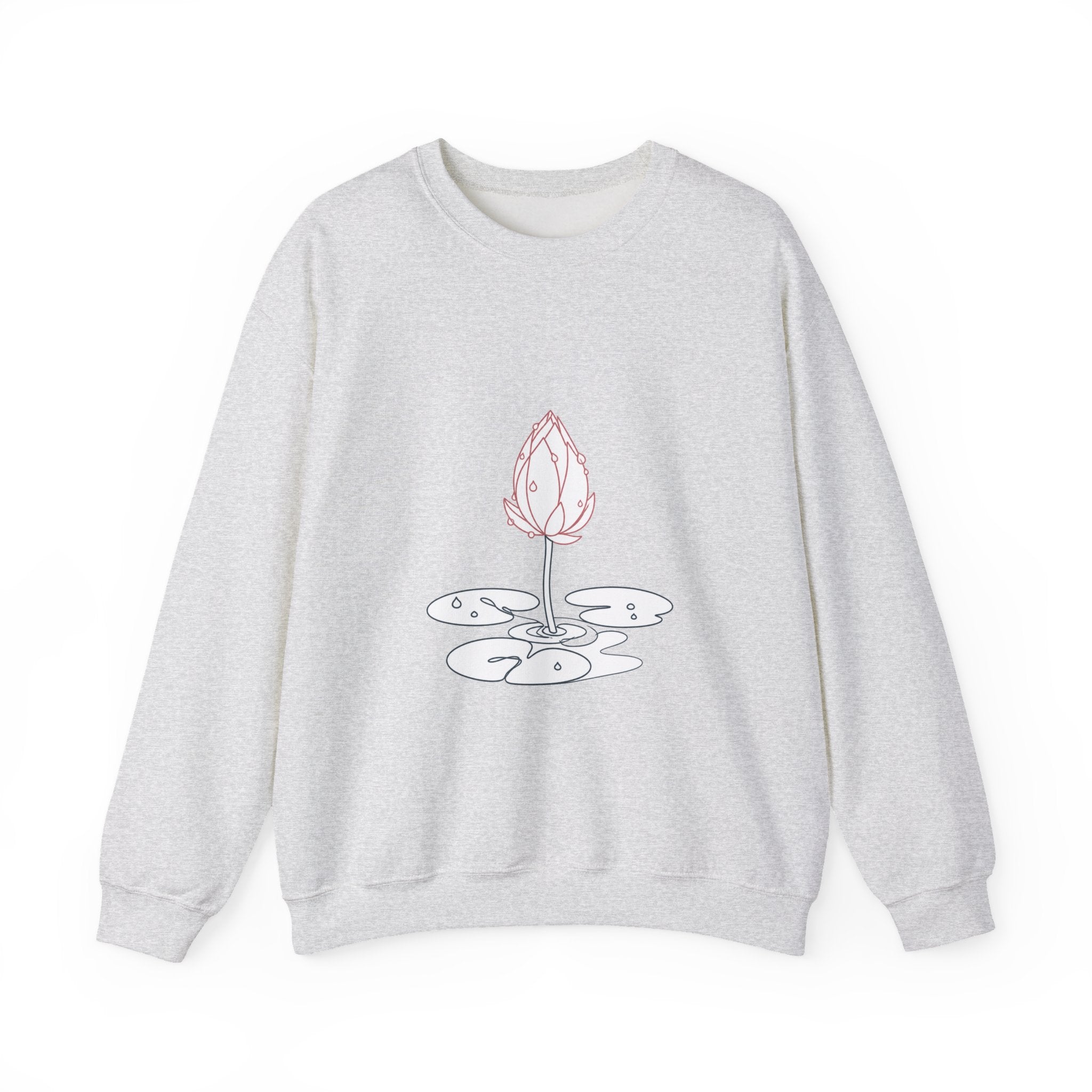 Matching Couple Sweatshirt - Open & Closed Lotus Matching Couple Crewneck Sweatshirt Minimalist Art His Hers Valentine Gift - Design B