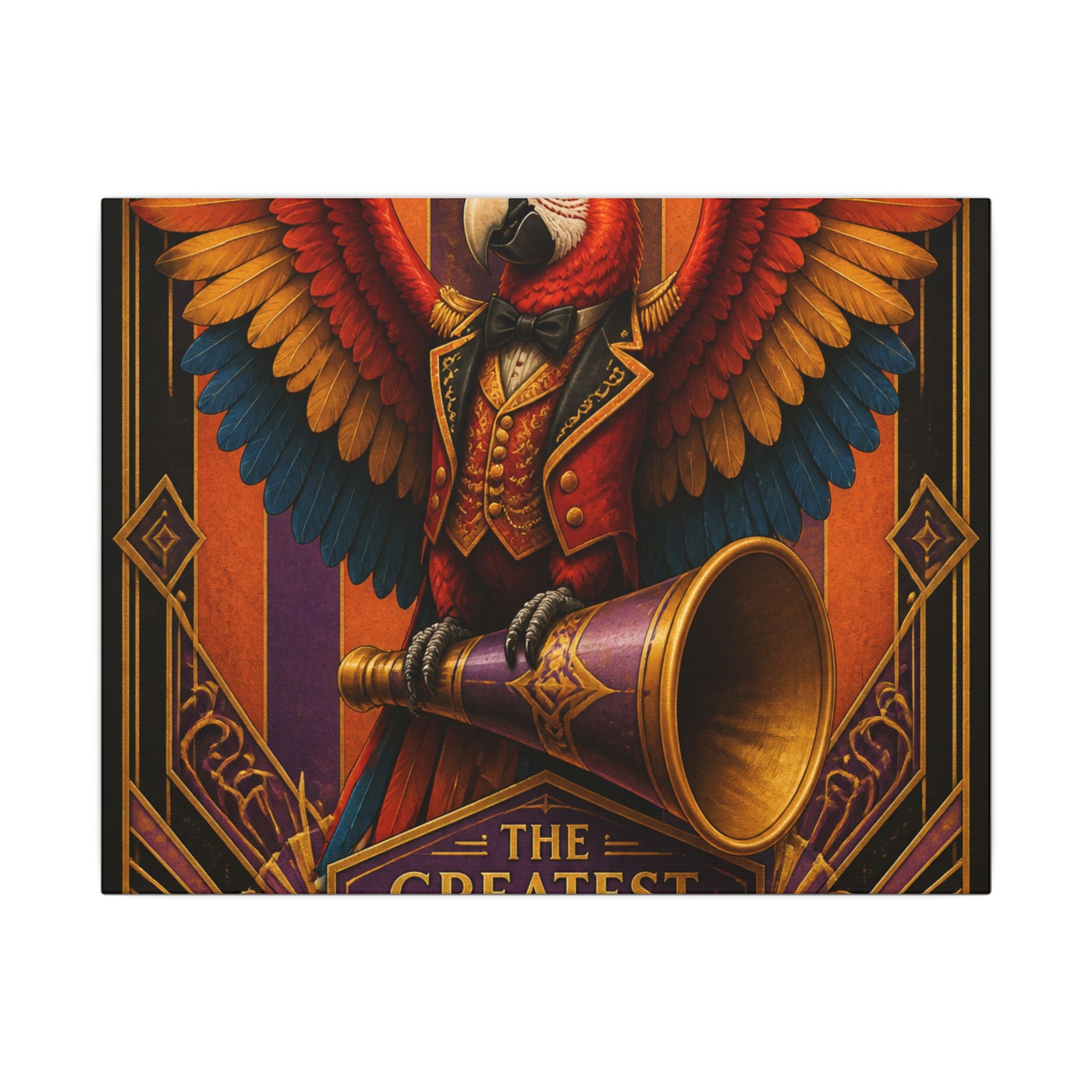 Parrot Ringmaster Wall Art Canvas 24×36 Art Deco Bar Area Decor Maximalist Print