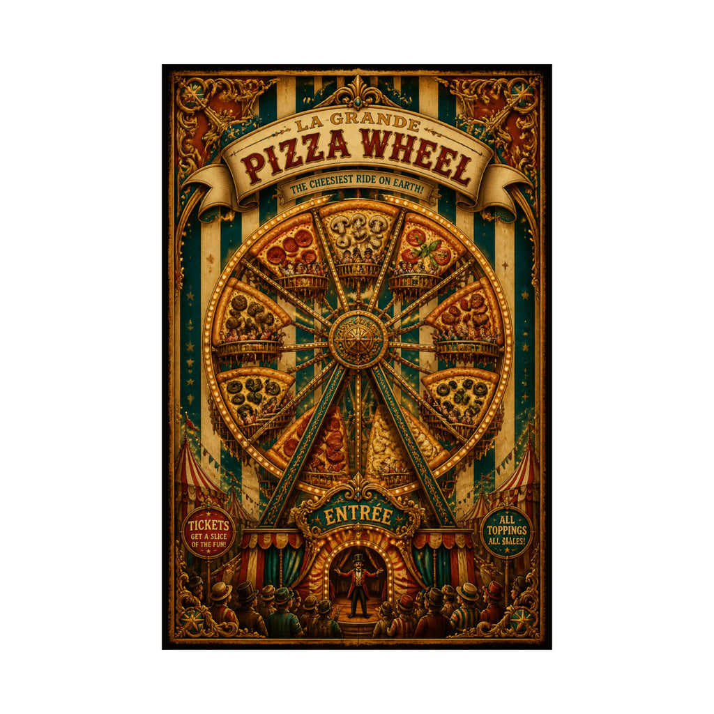 Pizza Ferris Wheel Wall Art Poster 18×24 Baroque Home Office Decor Maximalist Print