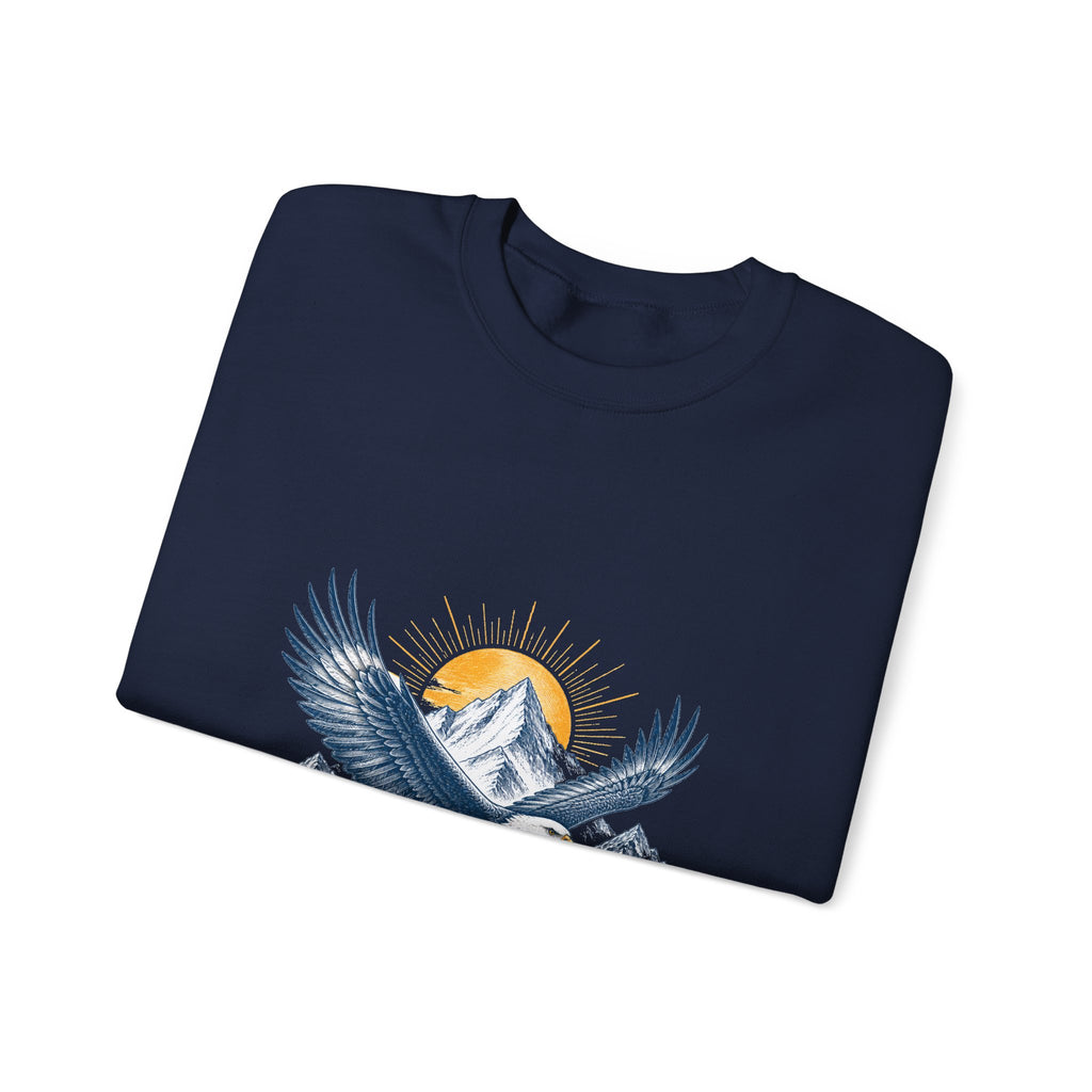 Matching Couple Sweatshirt - Eagle & Whale Matching Couple Premium Fleece Sweatshirt Hand-Drawn Art His Hers Anniversary Gift - Design A