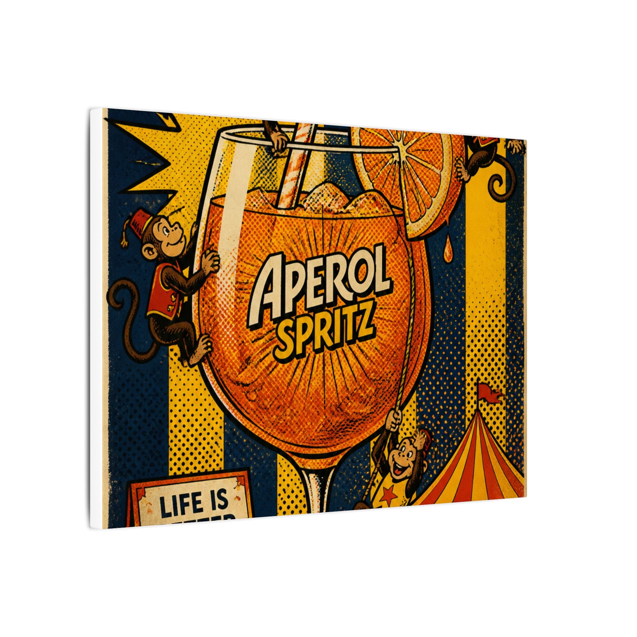Aperol Spritz Monkeys Wall Art Canvas 24×36 Pop Art Restaurant Decor Maximalist Print