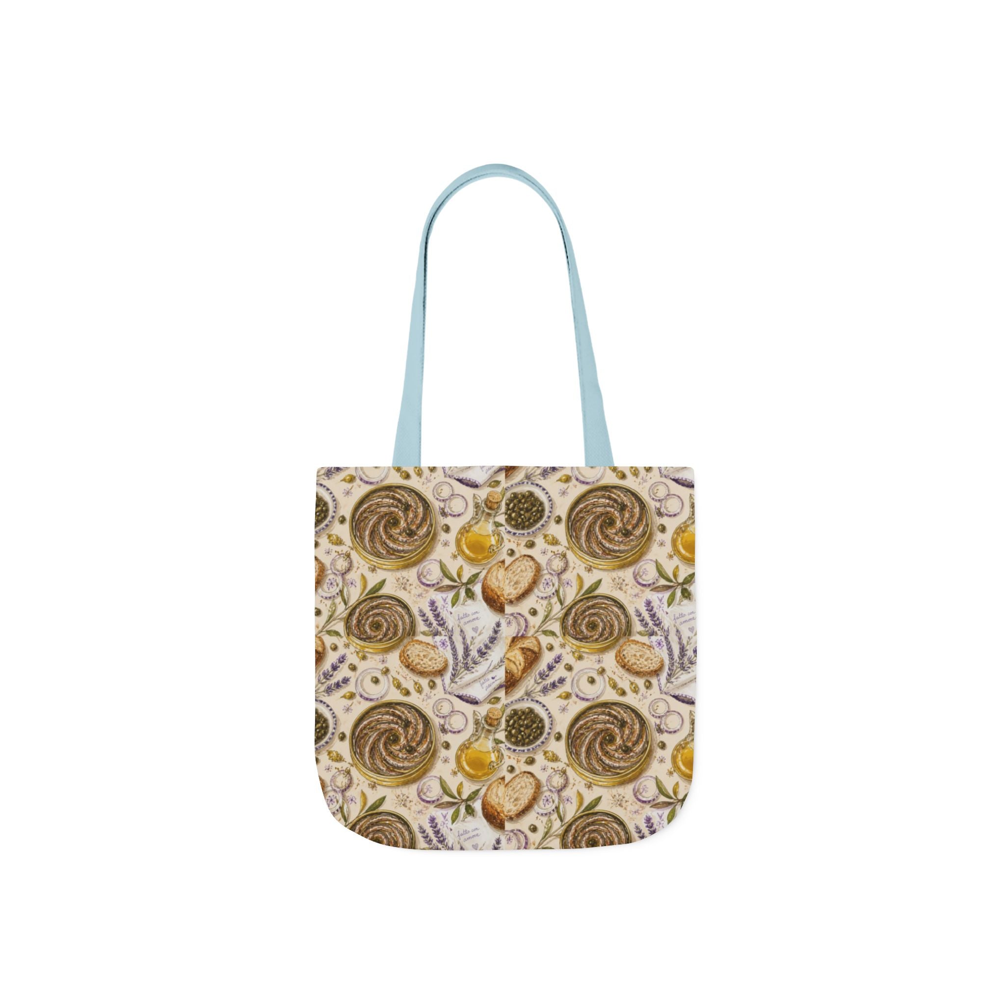 Anchovies & Capers Canvas Tote Bag Mediterranean Kitchen Watercolor Design Italian Cottagecore Gift