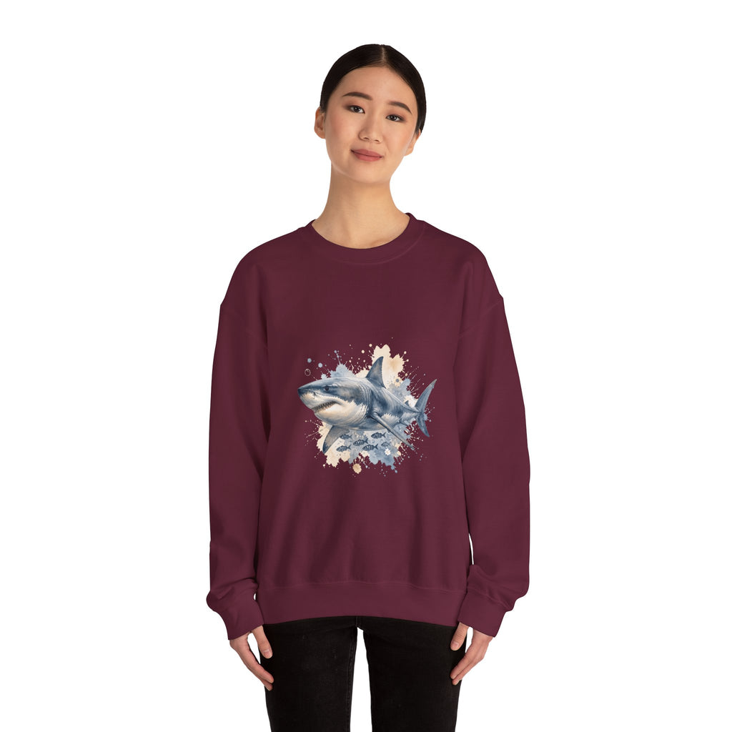 Matching Couple Sweatshirt - Shark & Dolphin Matching Couple Comfort Colors Crew Watercolor Art His Hers Birthday Gift - Design A