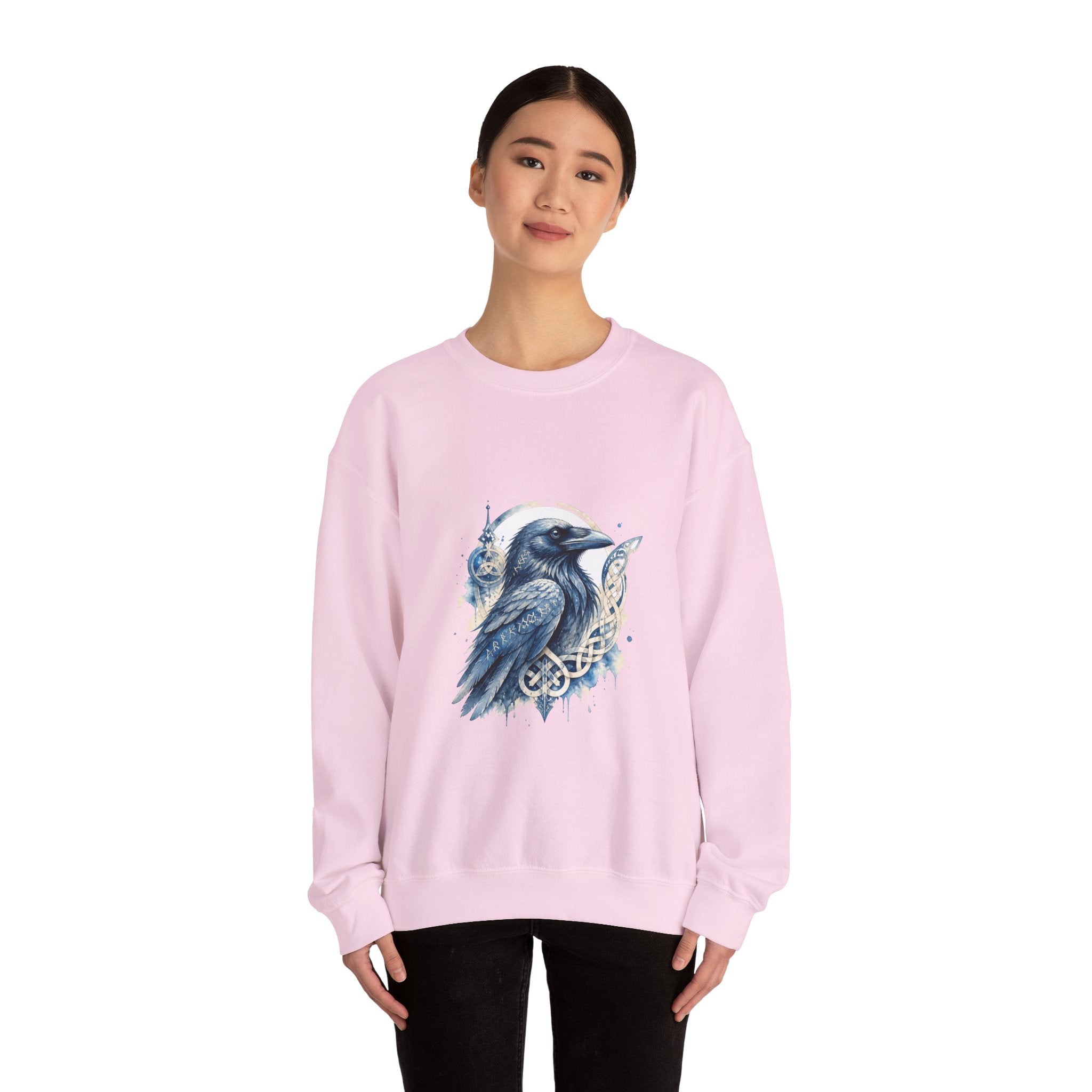 Matching Couple Sweatshirt - Huginn & Muninn Matching Couple Comfort Colors Crew Watercolor Art His Hers Birthday Gift - Design A