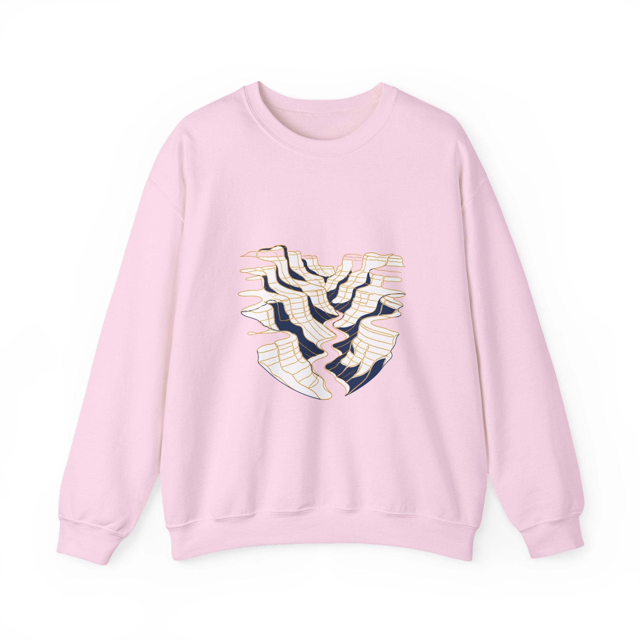 Matching Couple Sweatshirt - Lavender Fields & Canyon Matching Couple Crewneck Sweatshirt Minimalist Art His Hers Valentine Gift - Design B