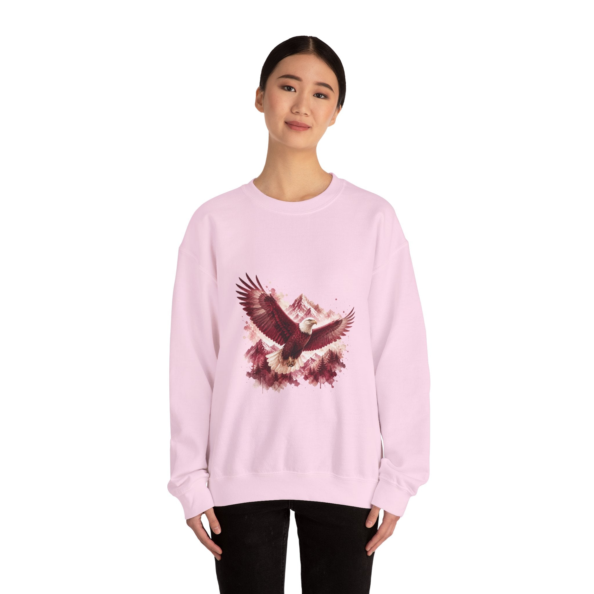 Matching Couple Sweatshirt - Eagle & Whale Matching Couple Crewneck Sweatshirt Watercolor Art His Hers Engagement Gift - Design A