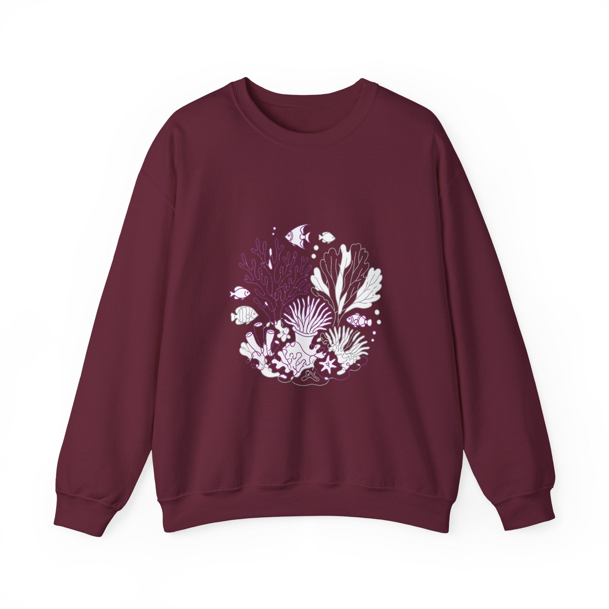 Matching Couple Sweatshirt - Coral Reef & Deep Sea Matching Couple Premium Fleece Sweatshirt Minimalist Art His Hers Christmas Gift - Design A