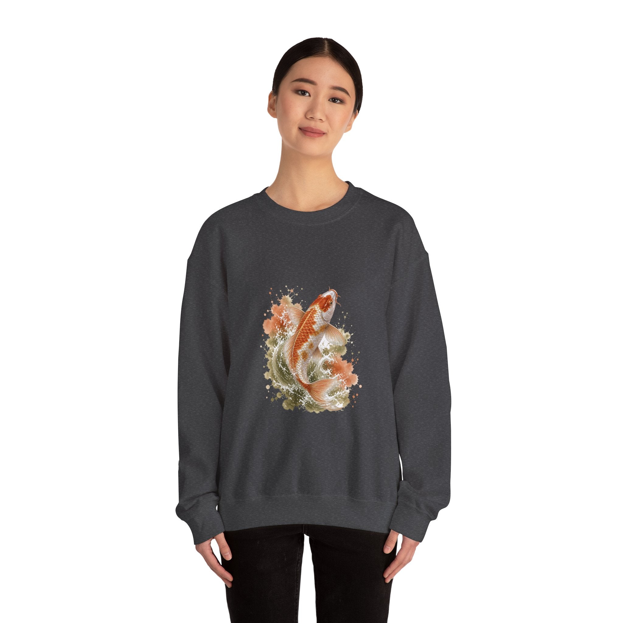 Matching Couple Sweatshirt - Koi Fish Yin Yang Matching Couple Comfort Colors Crew Watercolor Art His Hers Birthday Gift - Design A