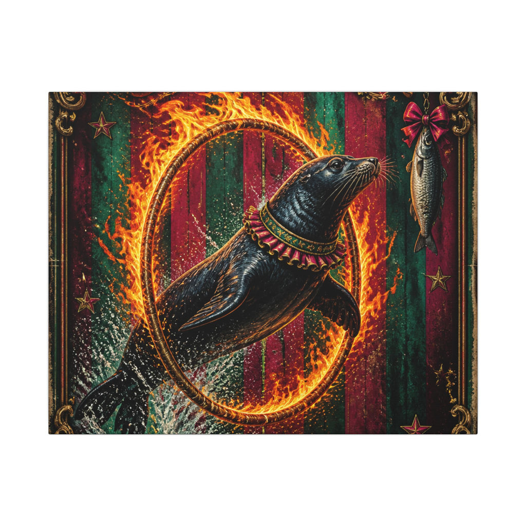 Seal Fire Hoop Wall Art Canvas 16×20 Baroque Home Office Decor Maximalist Print