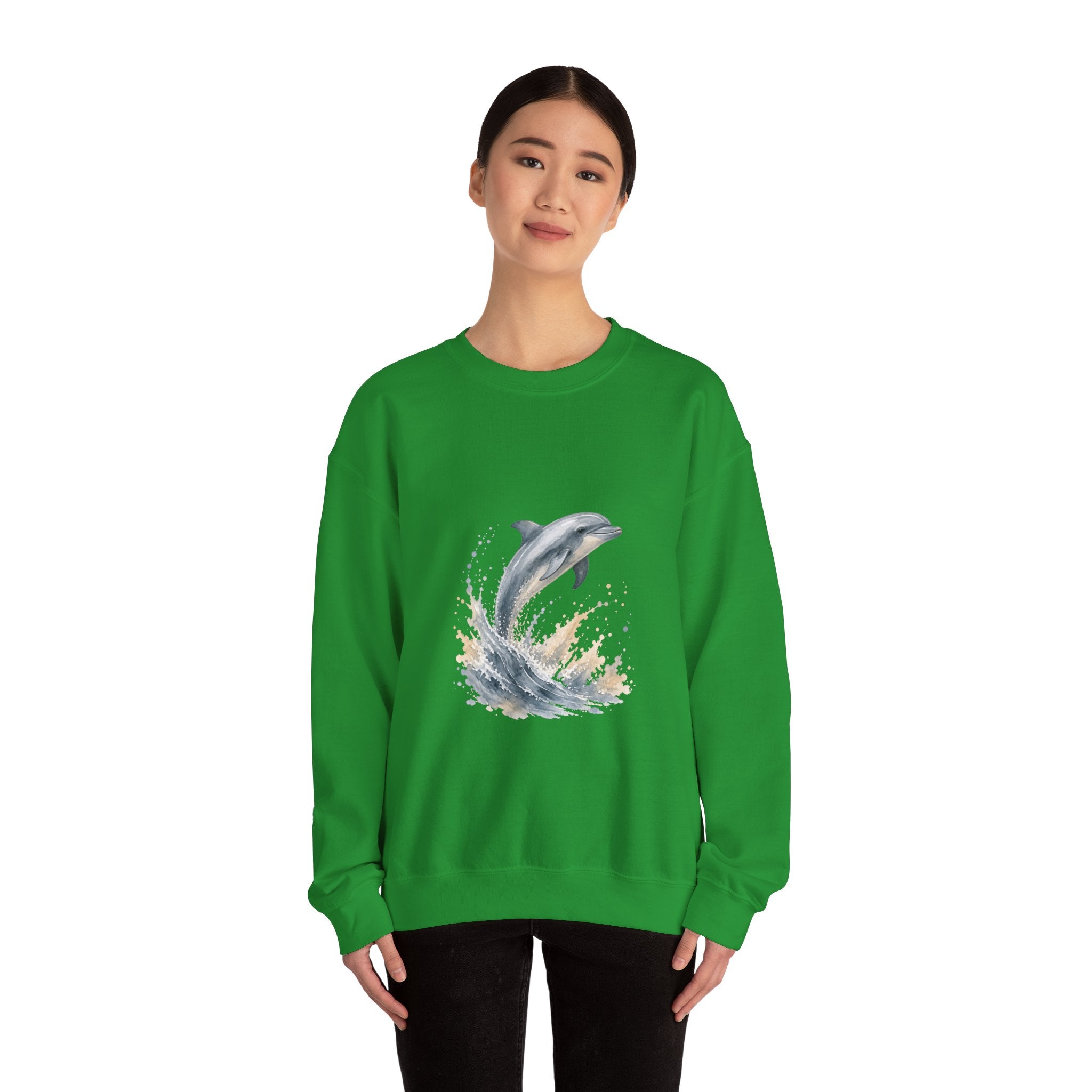 Matching Couple Sweatshirt - Shark & Dolphin Matching Couple Comfort Colors Crew Watercolor Art His Hers Birthday Gift - Design B