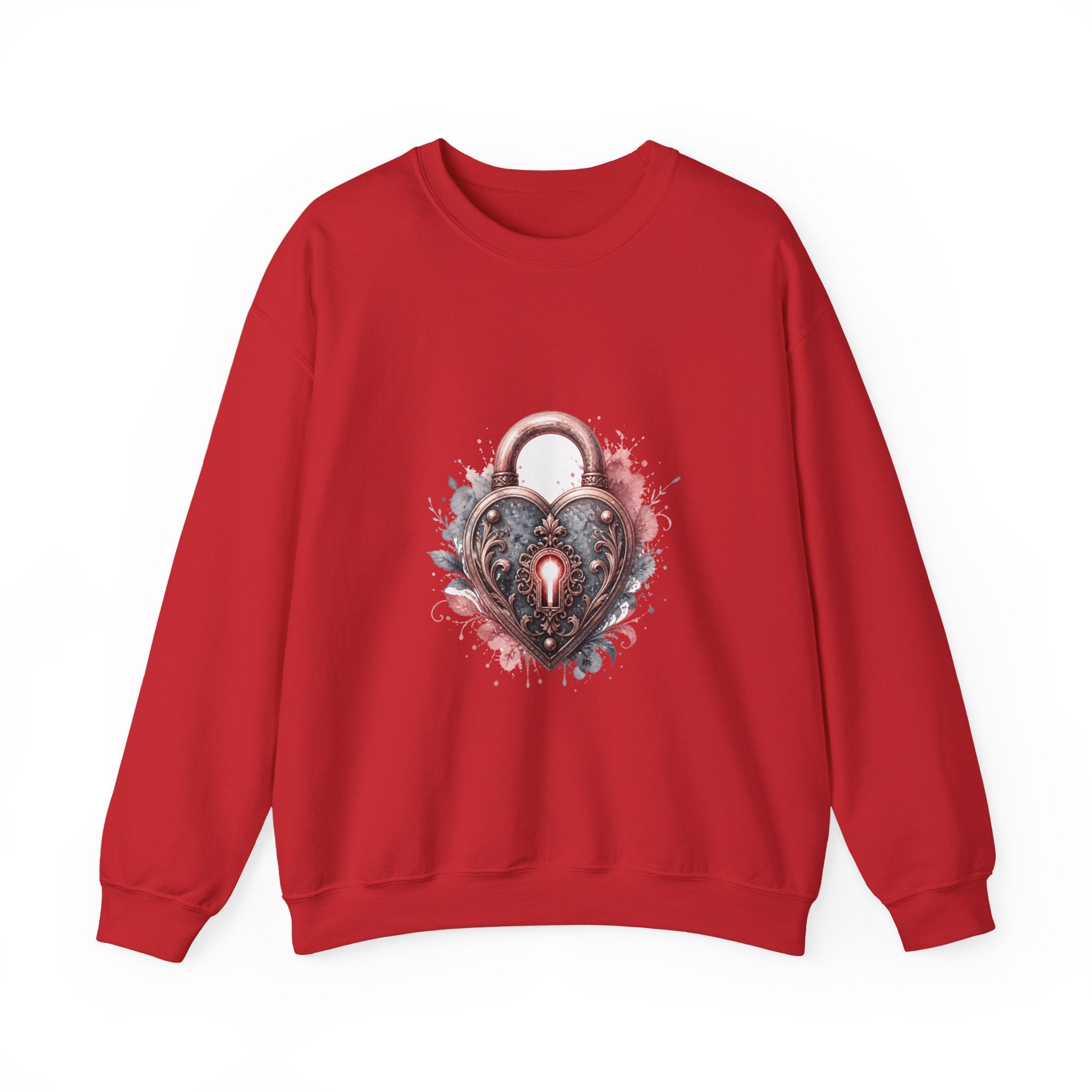 Matching Couple Sweatshirt - Key & Lock Matching Couple Comfort Colors Crew Watercolor Art His Hers Birthday Gift - Design B