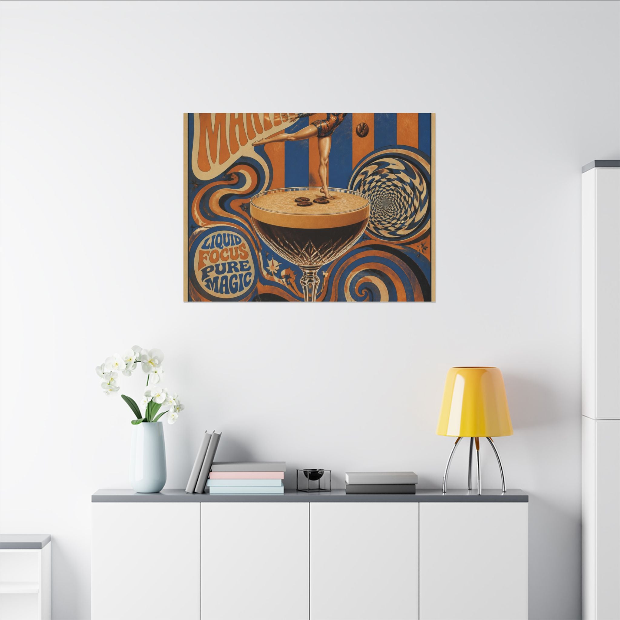 Espresso Martini Acrobat Wall Art Canvas 16×20 Psychedelic Cafe Decor Maximalist Print