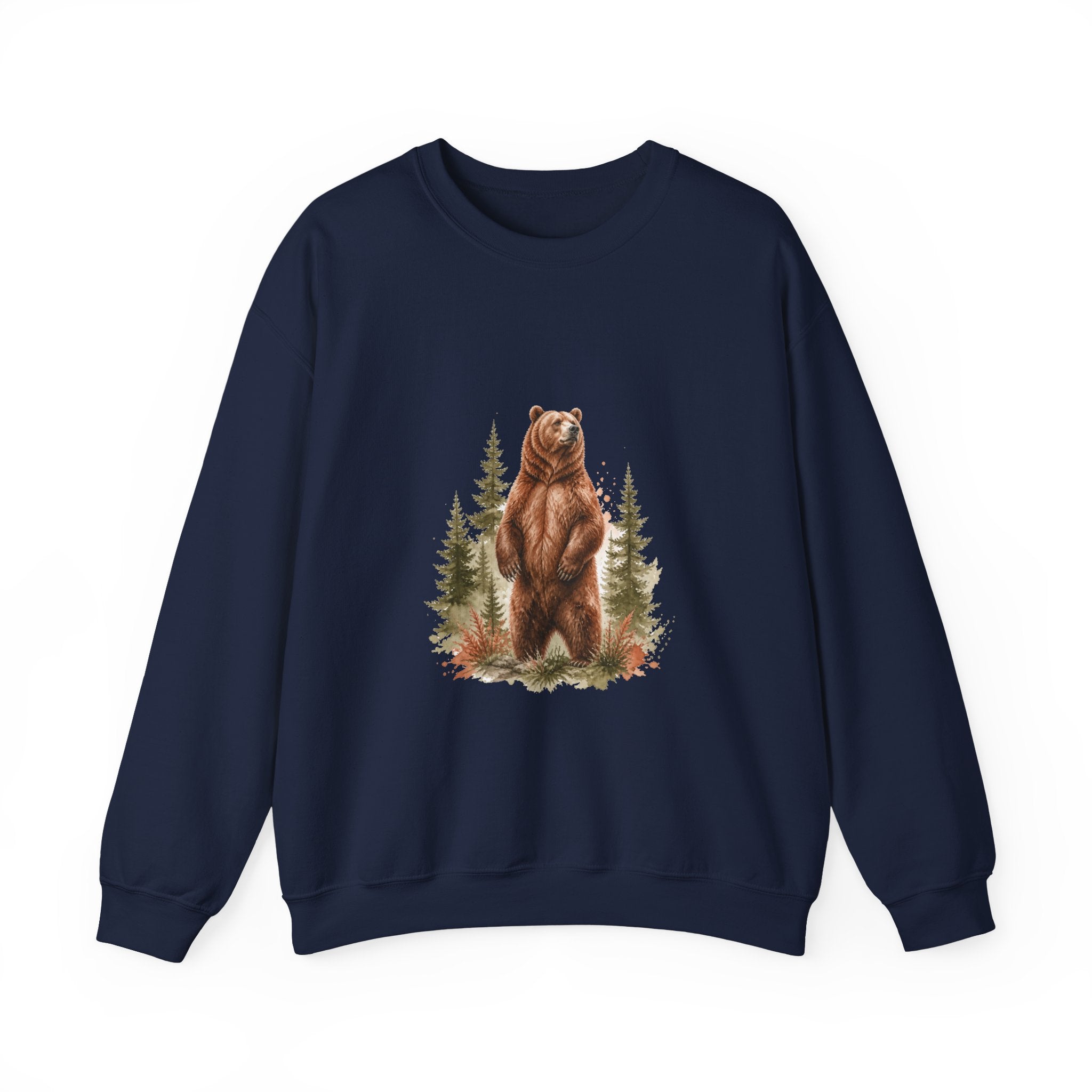Matching Couple Sweatshirt - Bear & Deer Matching Couple Crewneck Sweatshirt Watercolor Art His Hers Engagement Gift - Design A