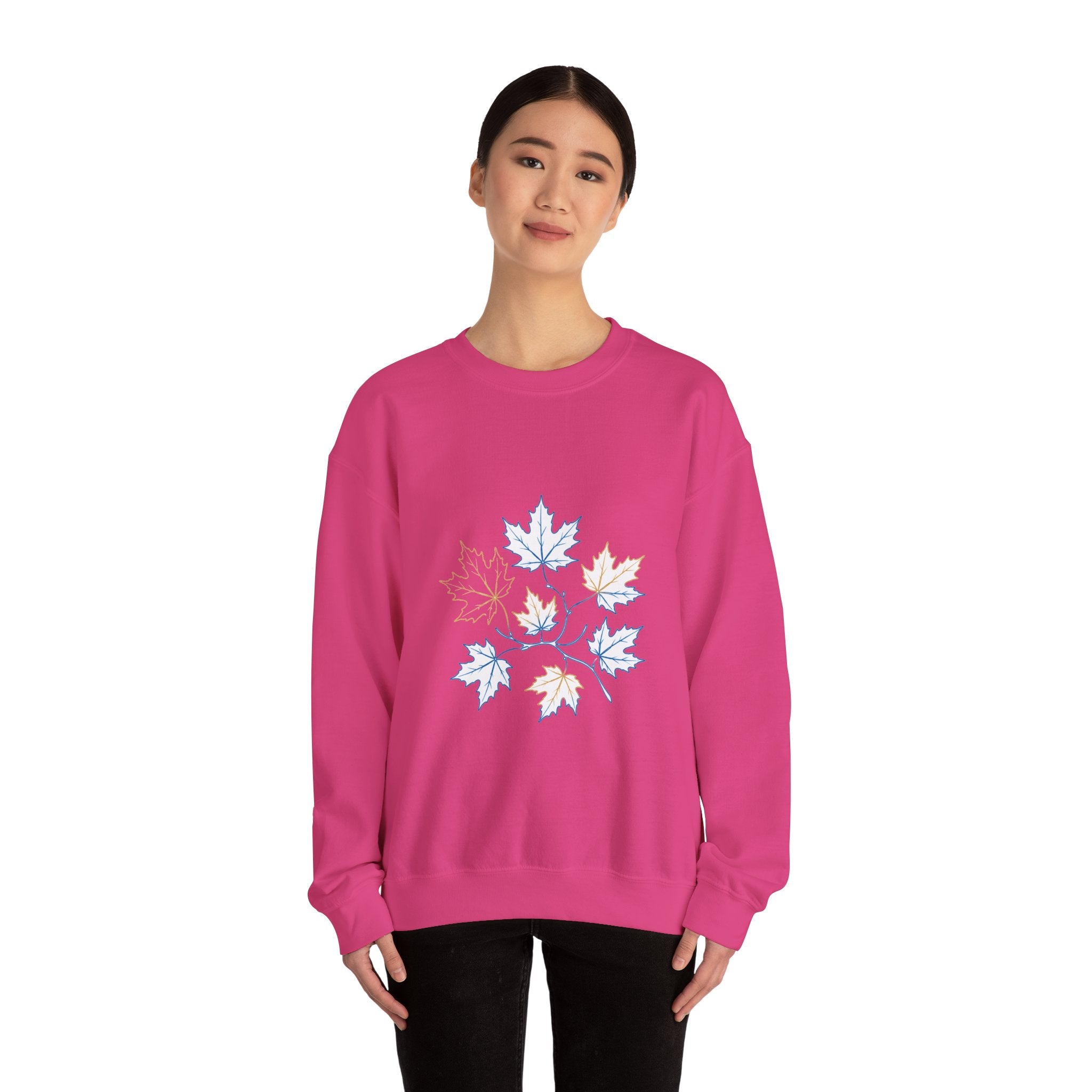 Matching Couple Sweatshirt - Cherry Blossom & Maple Leaf Matching Couple Premium Fleece Sweatshirt Minimalist Art His Hers Christmas Gift - Design B