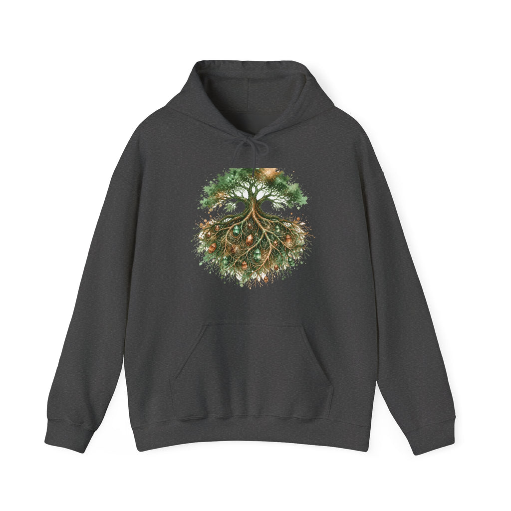 Matching Couple Sweatshirt - Ancient Oak & Deep Roots Matching Couple Hooded Sweatshirt Watercolor Art His Hers Engagement Gift - Design B