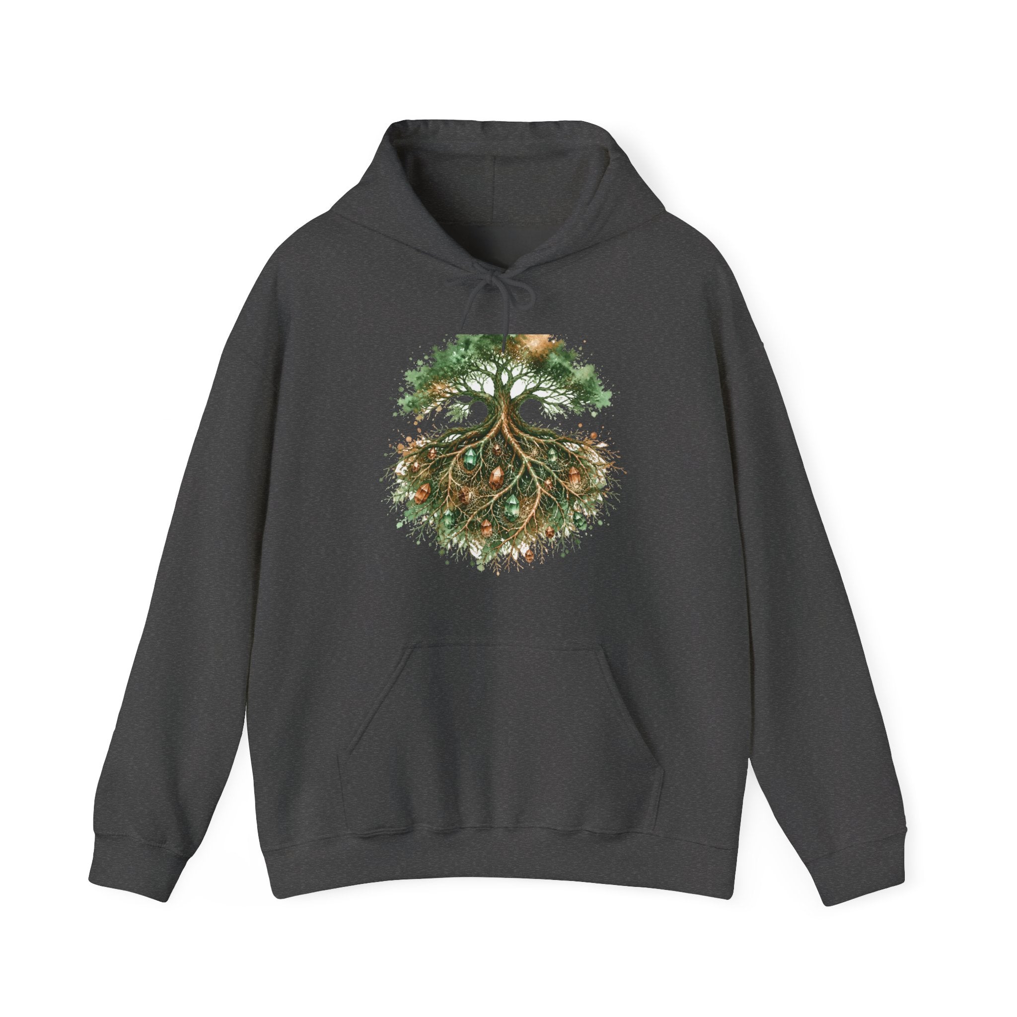 Matching Couple Sweatshirt - Ancient Oak & Deep Roots Matching Couple Hooded Sweatshirt Watercolor Art His Hers Engagement Gift - Design B