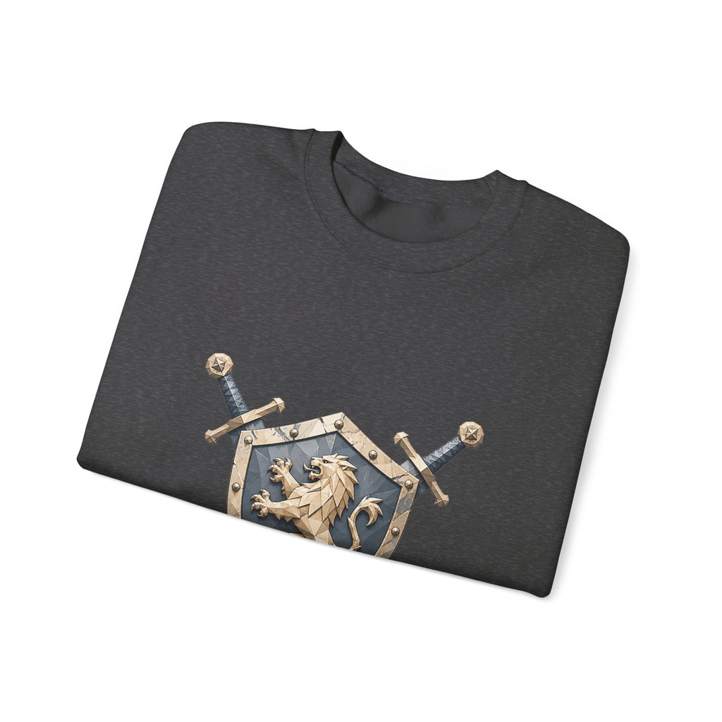 Matching Couple Sweatshirt - Crown & Shield Matching Couple Crewneck Sweatshirt Geometric Art His Hers Couple Gift - Design B