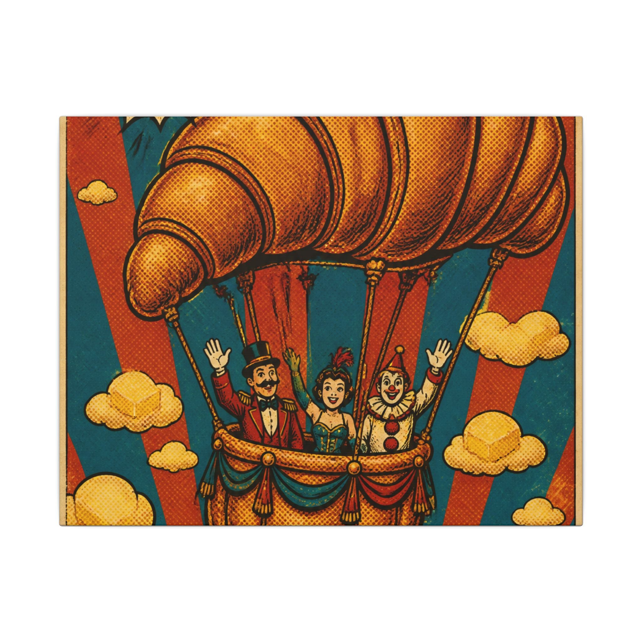 Croissant Hot Air Balloon Wall Art Canvas 16×20 Pop Art Living Room Decor Maximalist Print