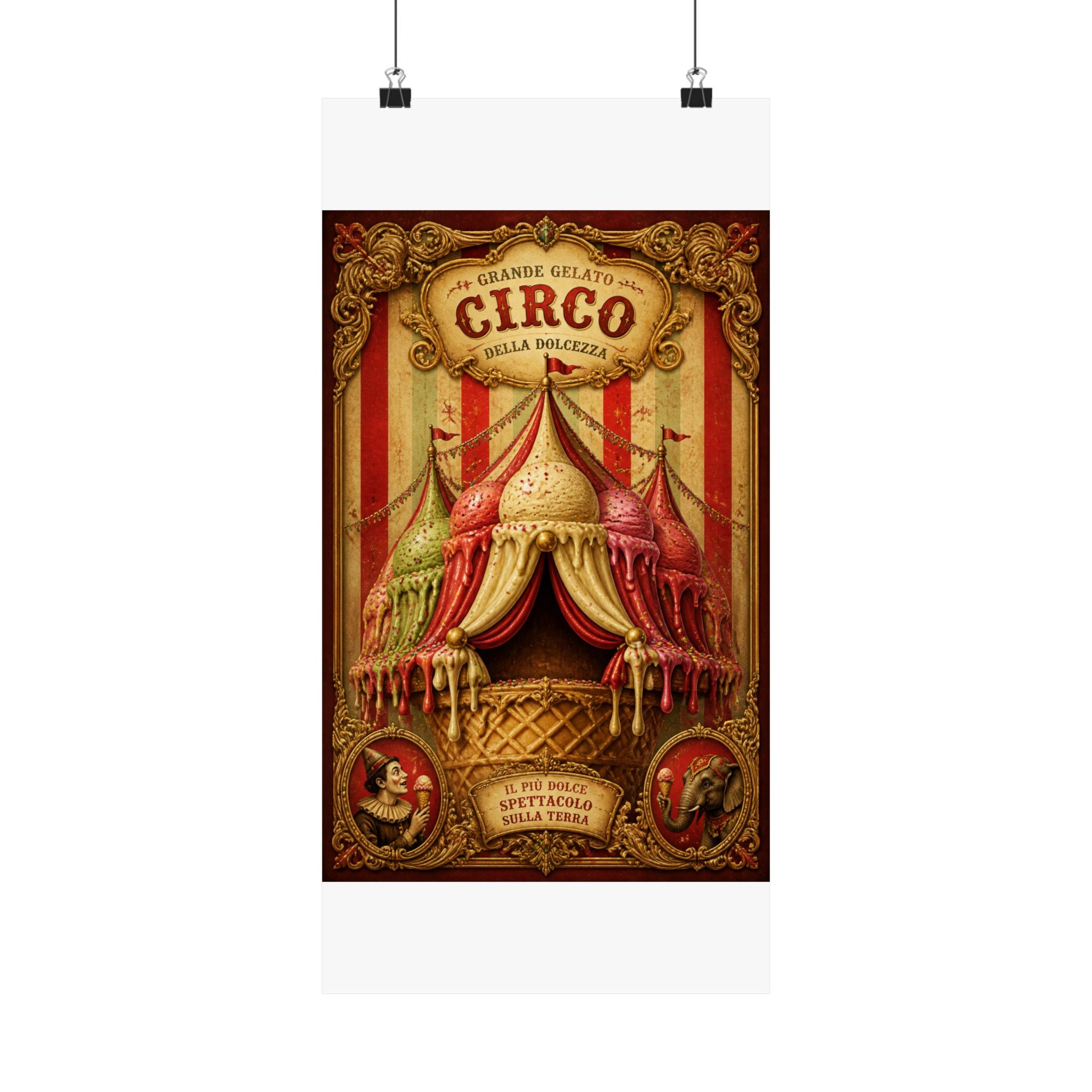 Ice Cream Cone Circus Tent Wall Art Poster 24×36 Baroque Studio Decor Maximalist Print