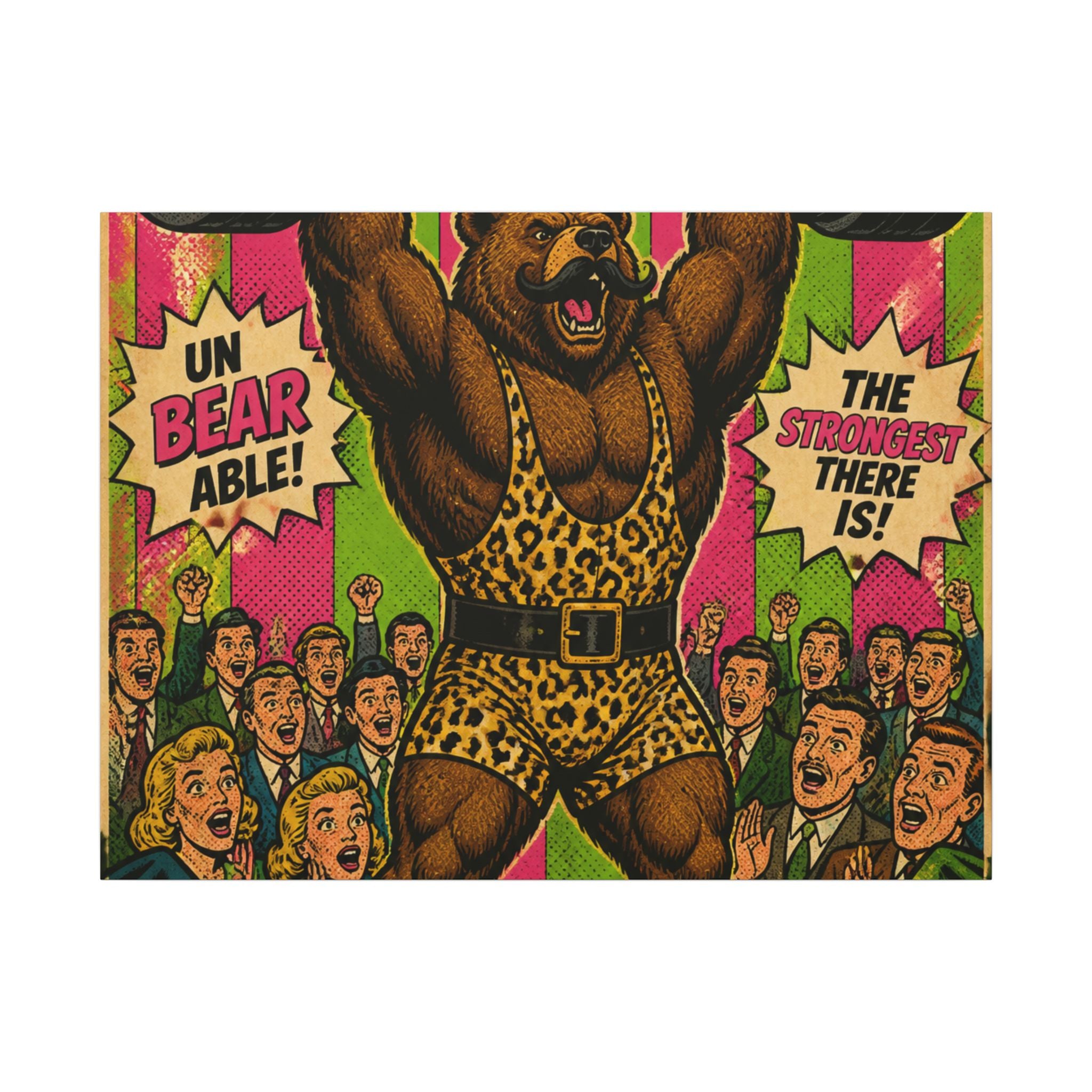 Strongman Bear Wall Art Canvas 24×36 Pop Art Restaurant Decor Maximalist Print