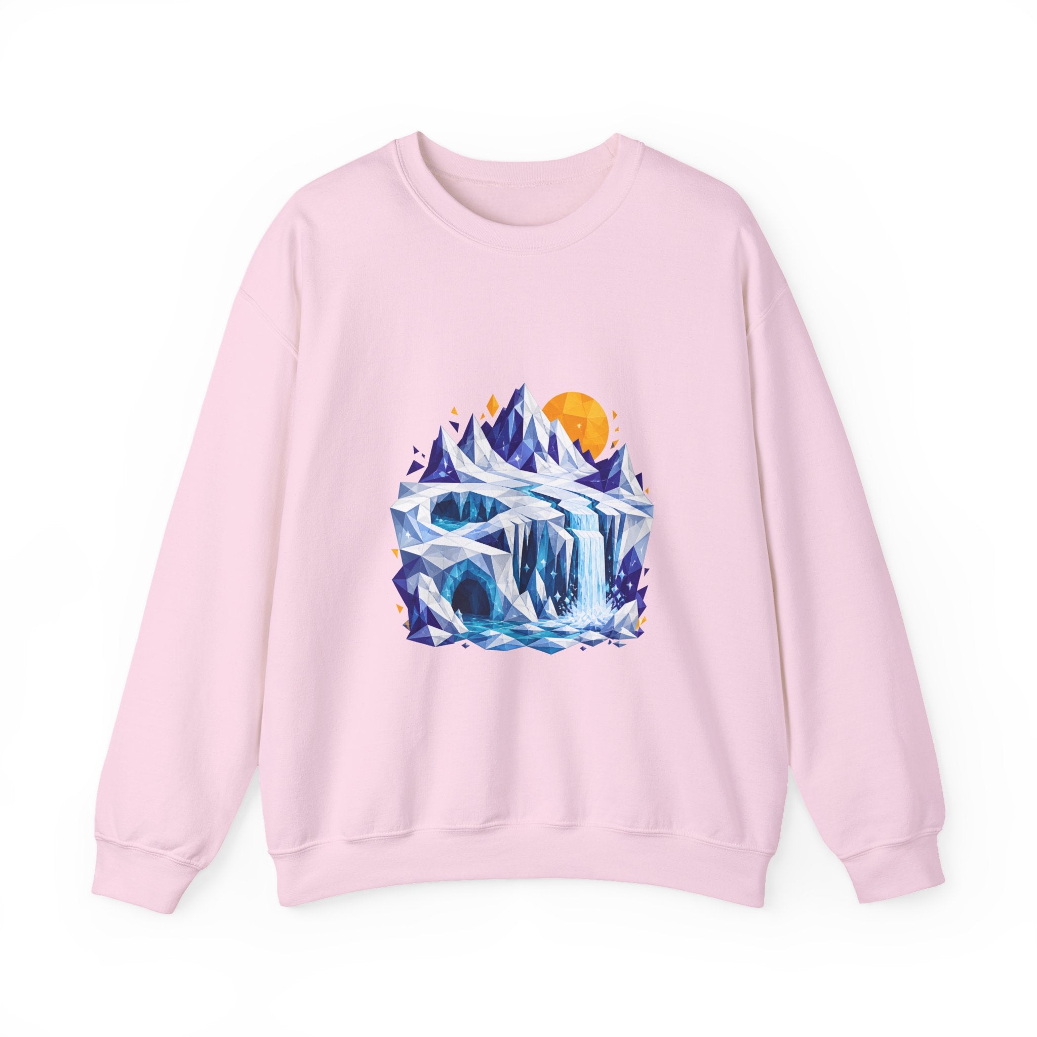 Matching Couple Sweatshirt - Volcano & Glacier Matching Couple Crewneck Sweatshirt Geometric Art His Hers Couple Gift - Design B