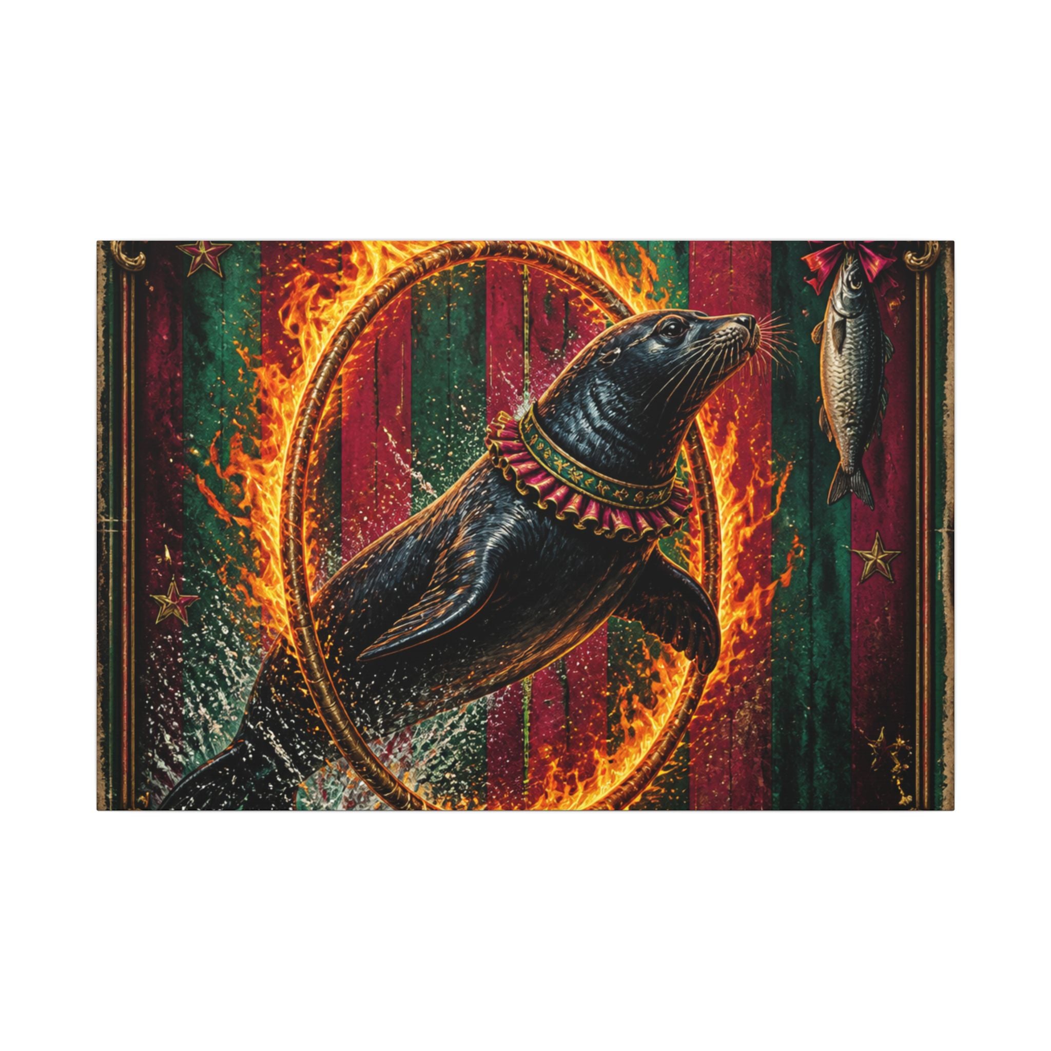 Seal Fire Hoop Wall Art Canvas 16×20 Baroque Home Office Decor Maximalist Print