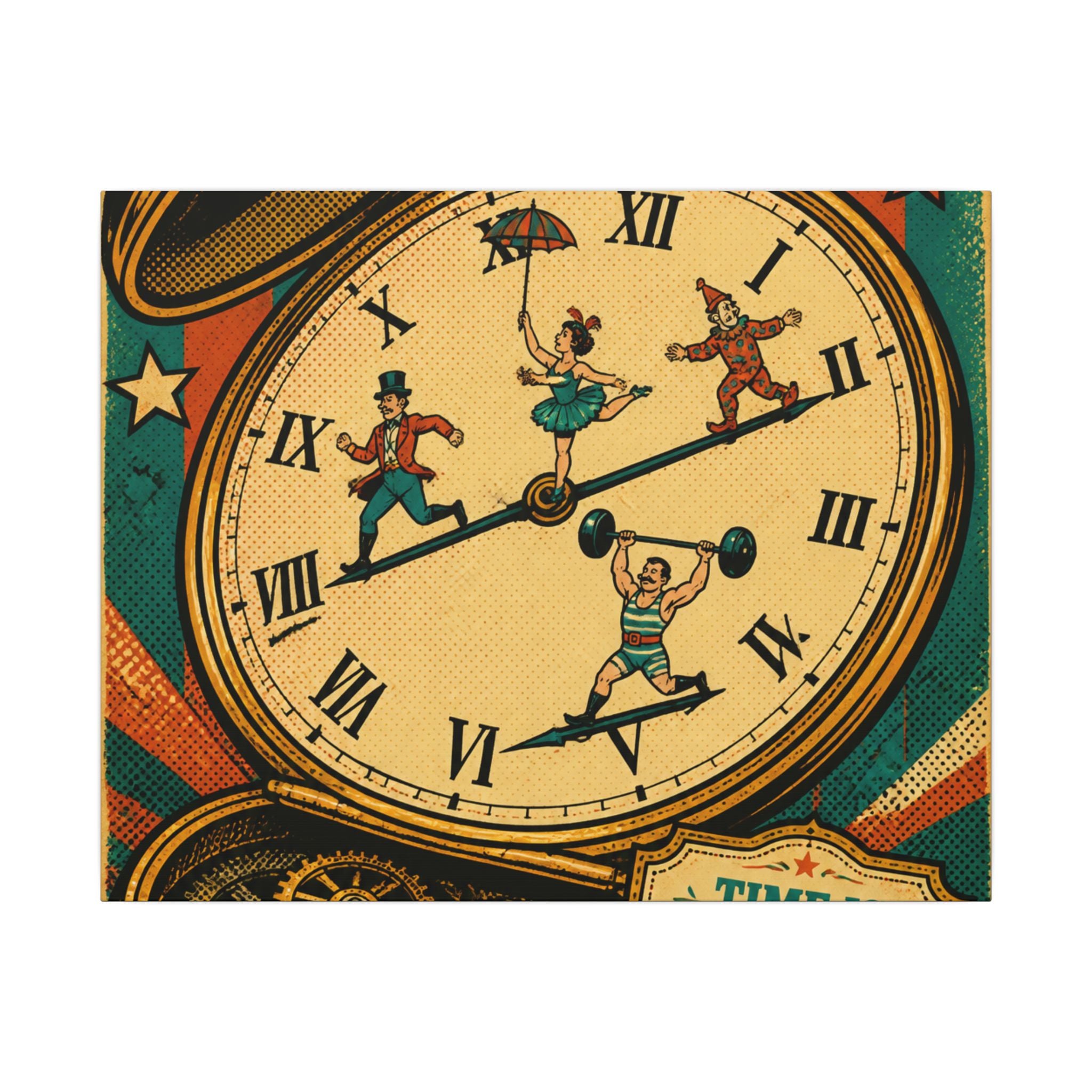 Pocket Watch Performers Wall Art Canvas 24×36 Pop Art Restaurant Decor Maximalist Print