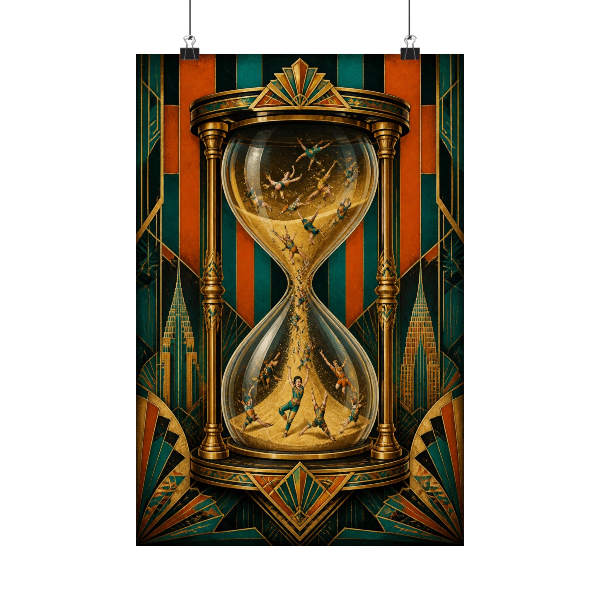 Hourglass Acrobats Wall Art Poster 24×36 Art Deco Bar Area Decor Maximalist Print