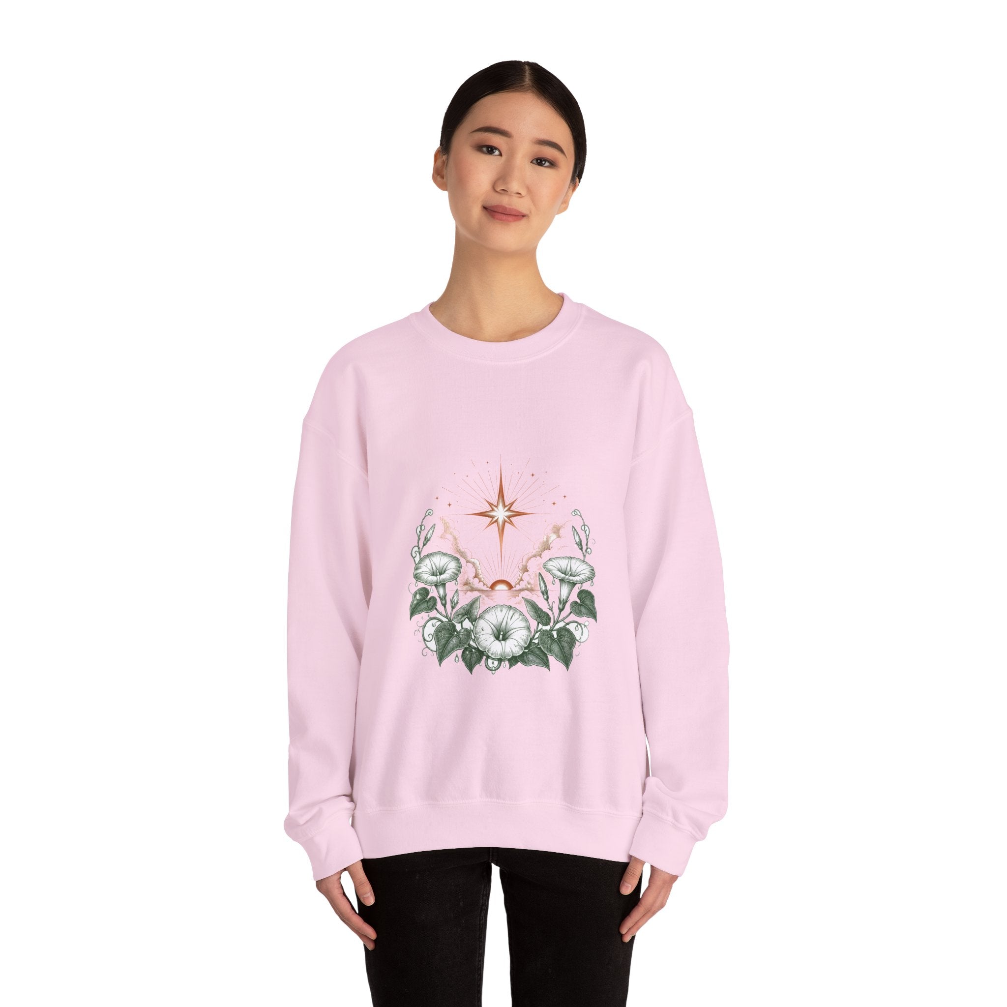 Matching Couple Sweatshirt - Evening & Morning Star Matching Couple Premium Fleece Sweatshirt Vintage Art His Hers Honeymoon Gift - Design B