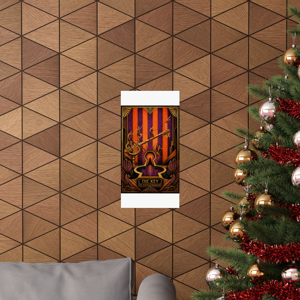 Giant Key Performance Wall Art Poster 24×36 Art Deco Bar Area Decor Maximalist Print