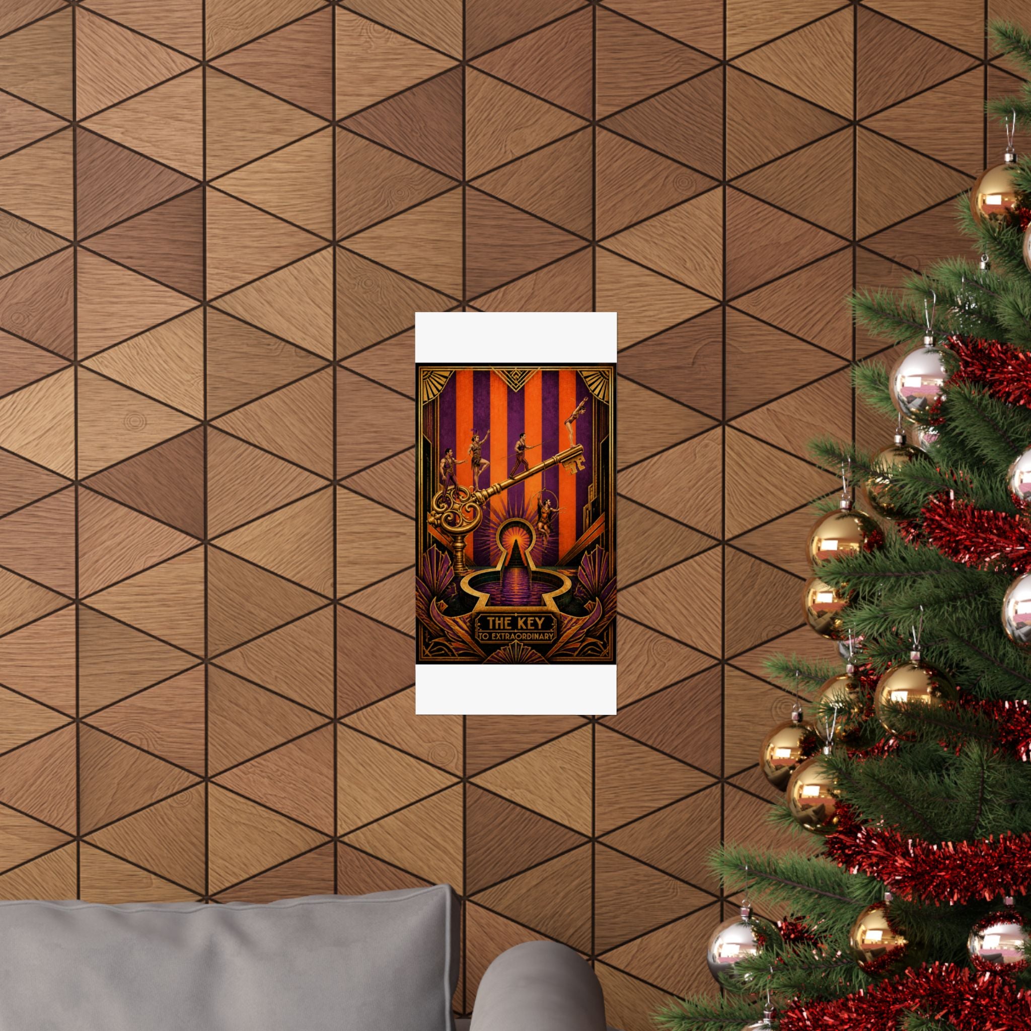 Giant Key Performance Wall Art Poster 24×36 Art Deco Bar Area Decor Maximalist Print
