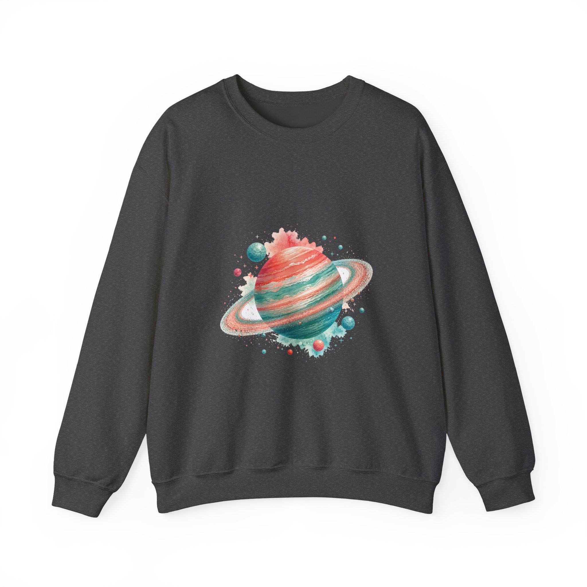 Matching Couple Sweatshirt - Astronaut & Planet Matching Couple Premium Fleece Sweatshirt Watercolor Art His Hers Birthday Gift - Design B