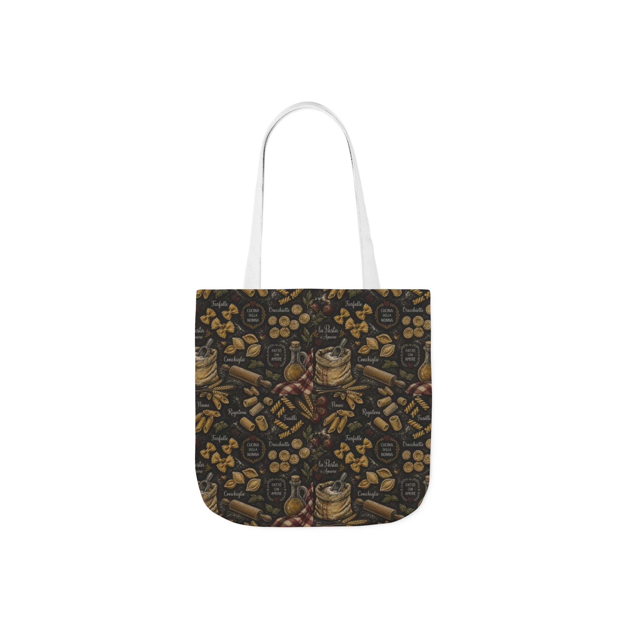 Italian Pasta Shapes Canvas Tote Bag Mediterranean Kitchen Chalk Art Design Italian Cottagecore Gift